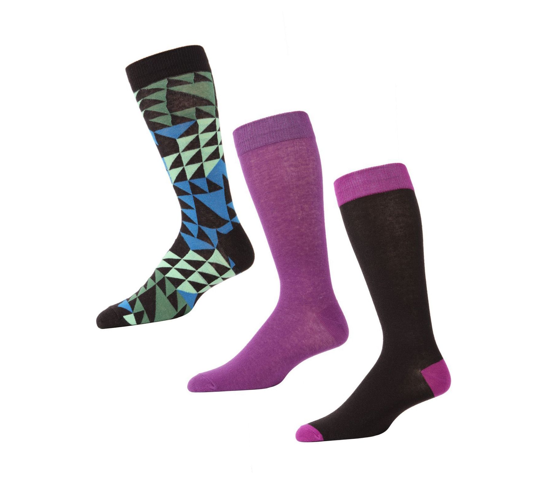 Memoi Men's Asymmetrical 3 Pack Crew Sock