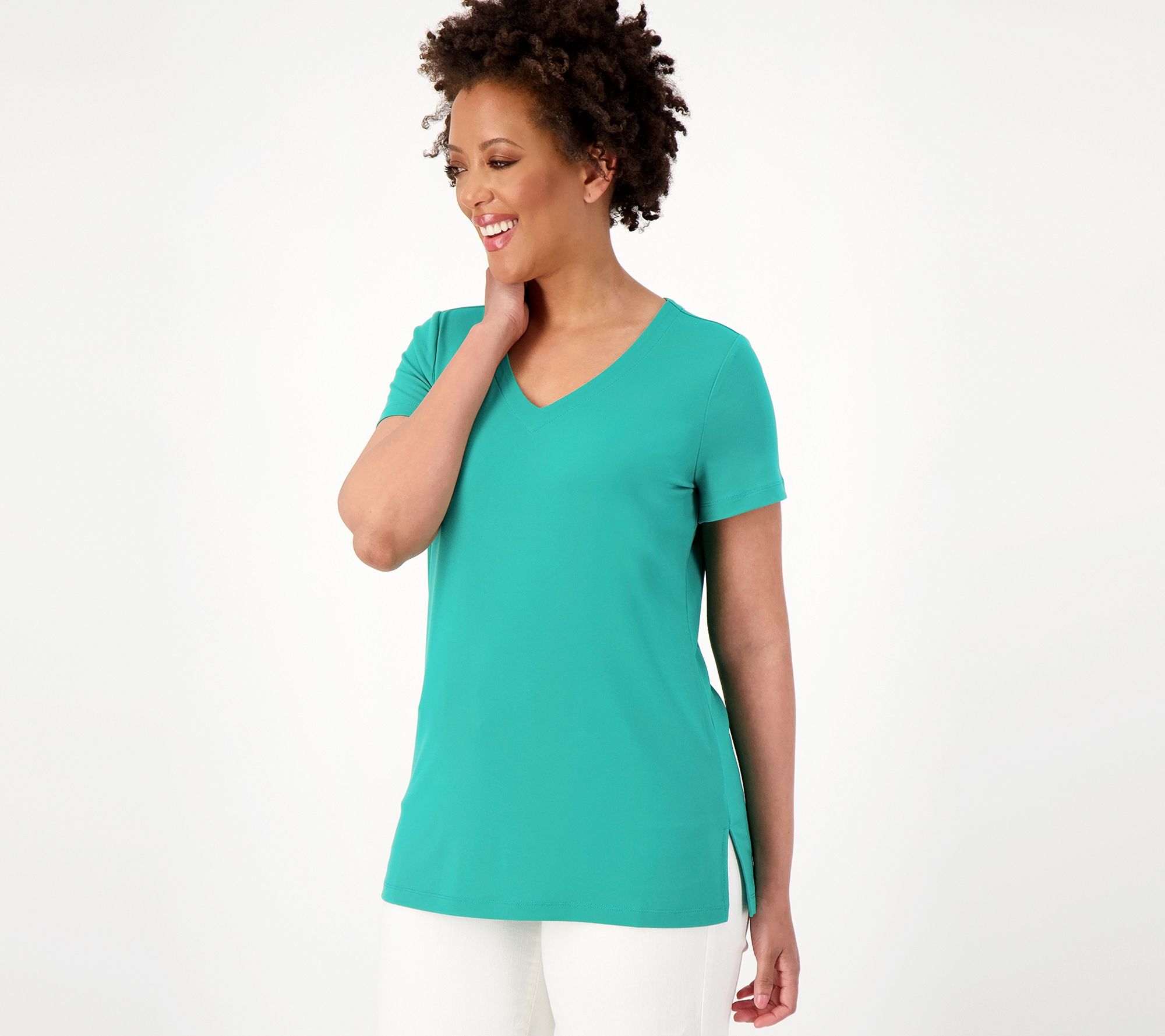 Susan Graver Modern Essentials Short-Sleeve Liquid Knit Top