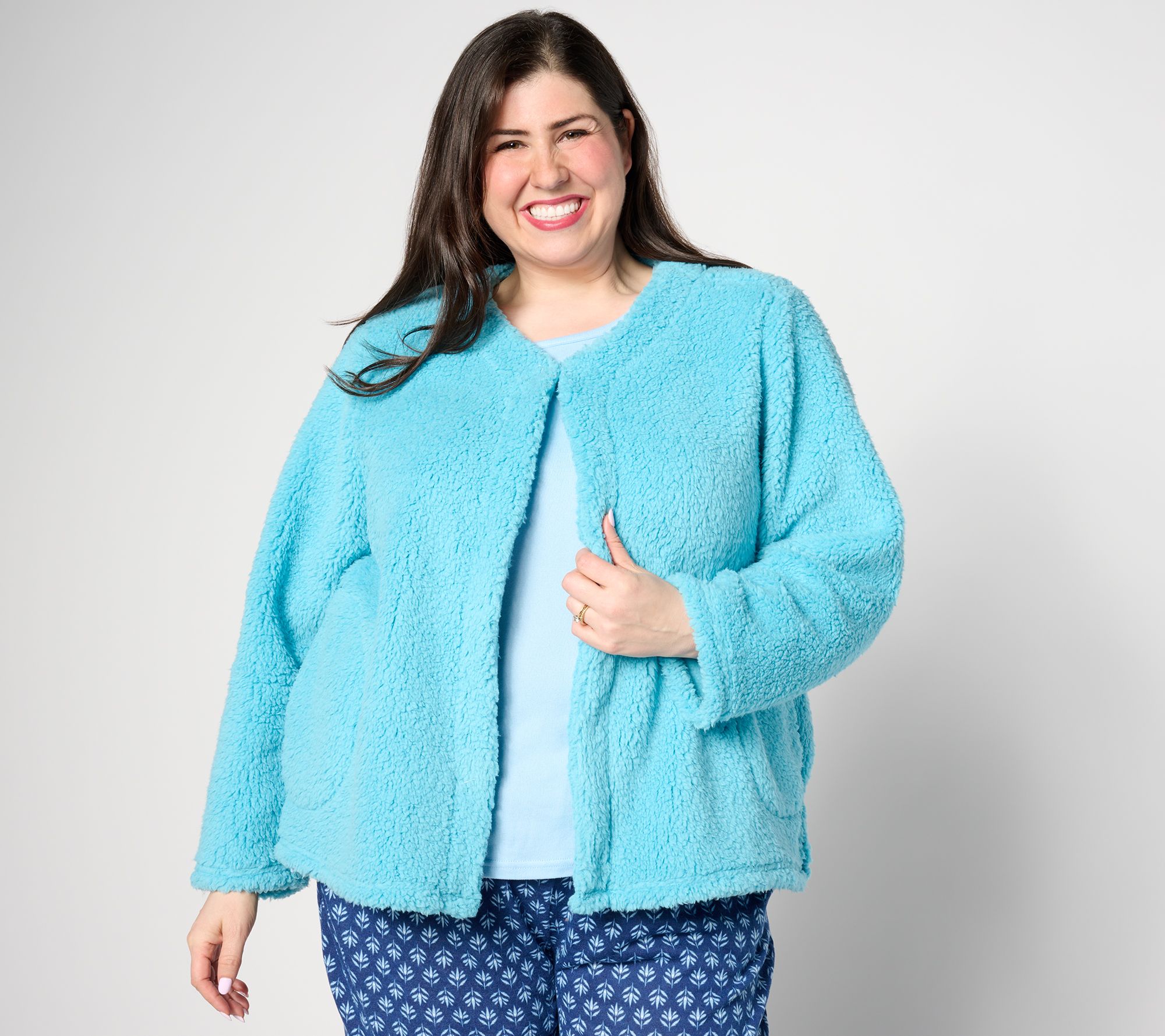 MUK LUKS Short Sherpa Cardigan - QVC.com