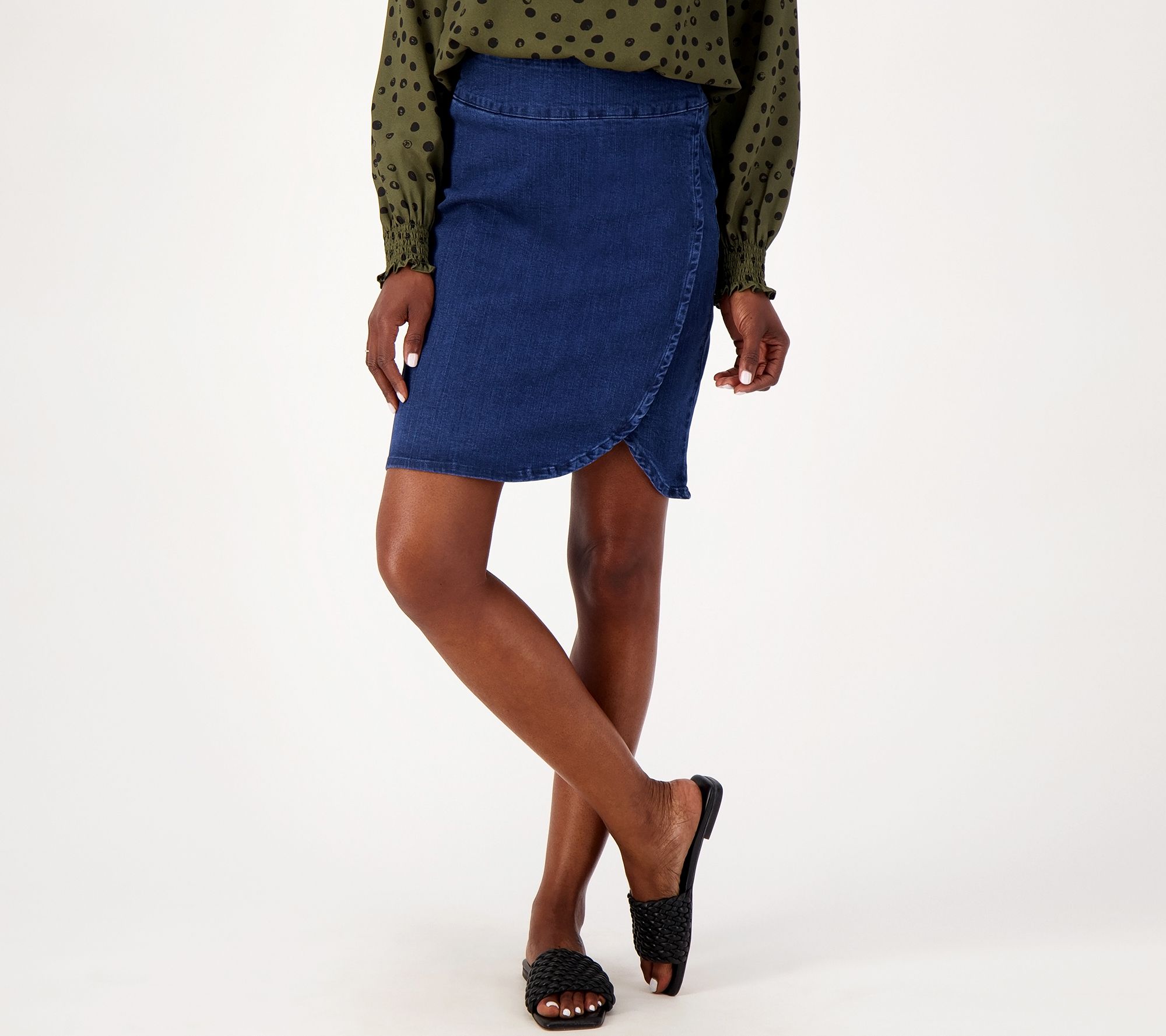 "As Is" Belle by Kim Gravel TripleLuxe Denim Tulip Hem Skort