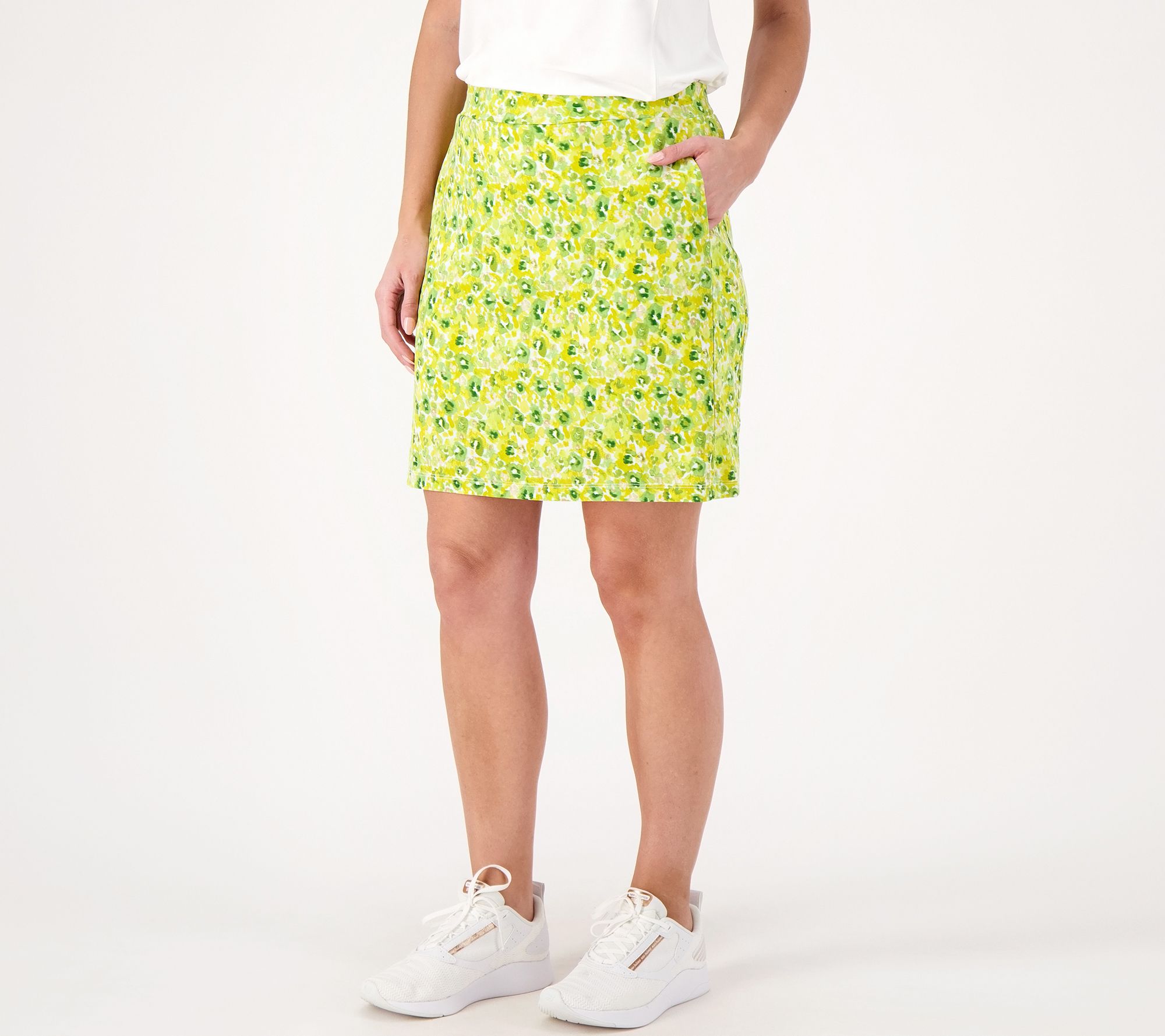"As Is" Susan Graver Printed Liquid Knit Pull On Skort