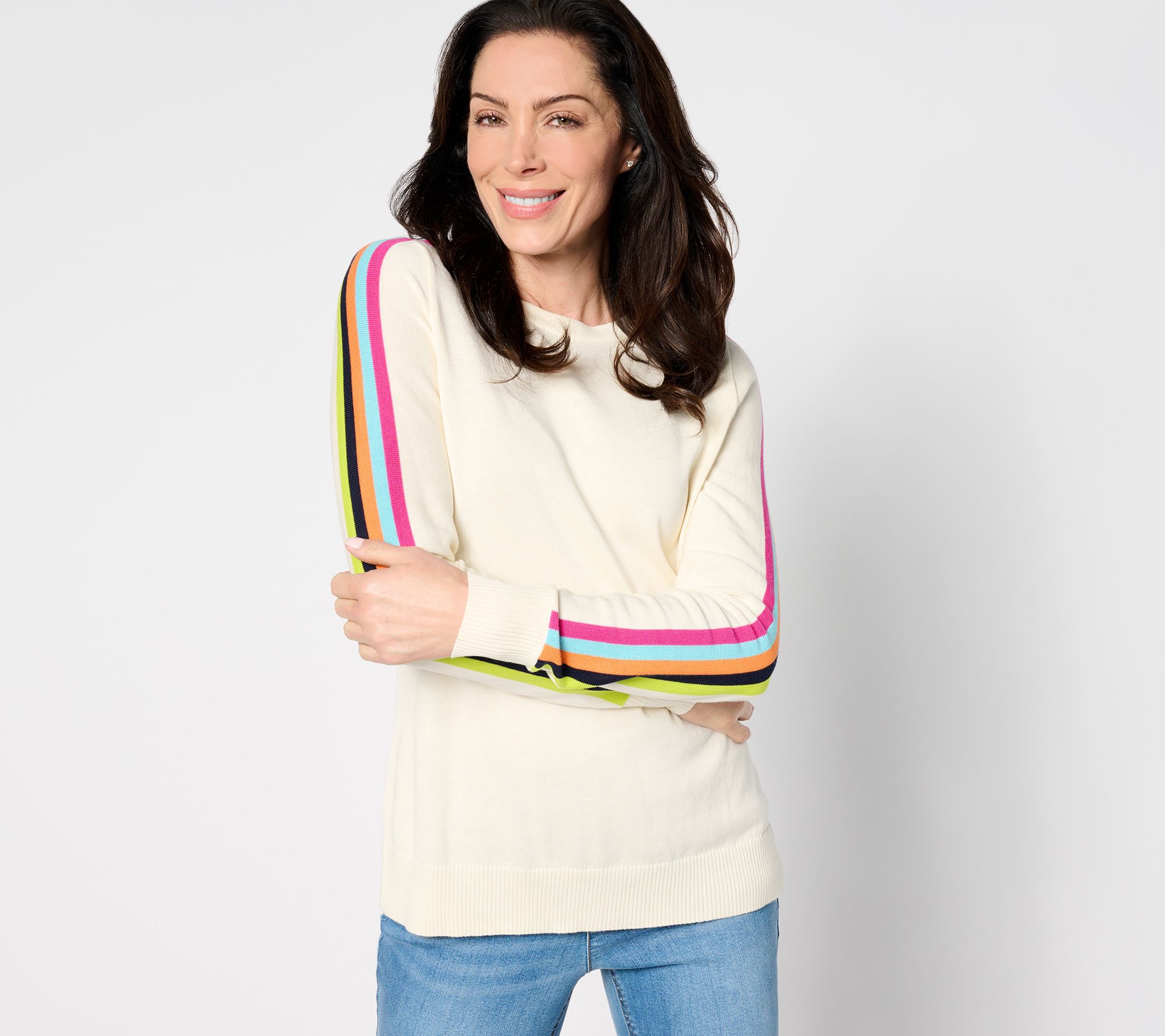 Belle by Kim Gravel Shadow Rib Chenille V Neck Sweater 