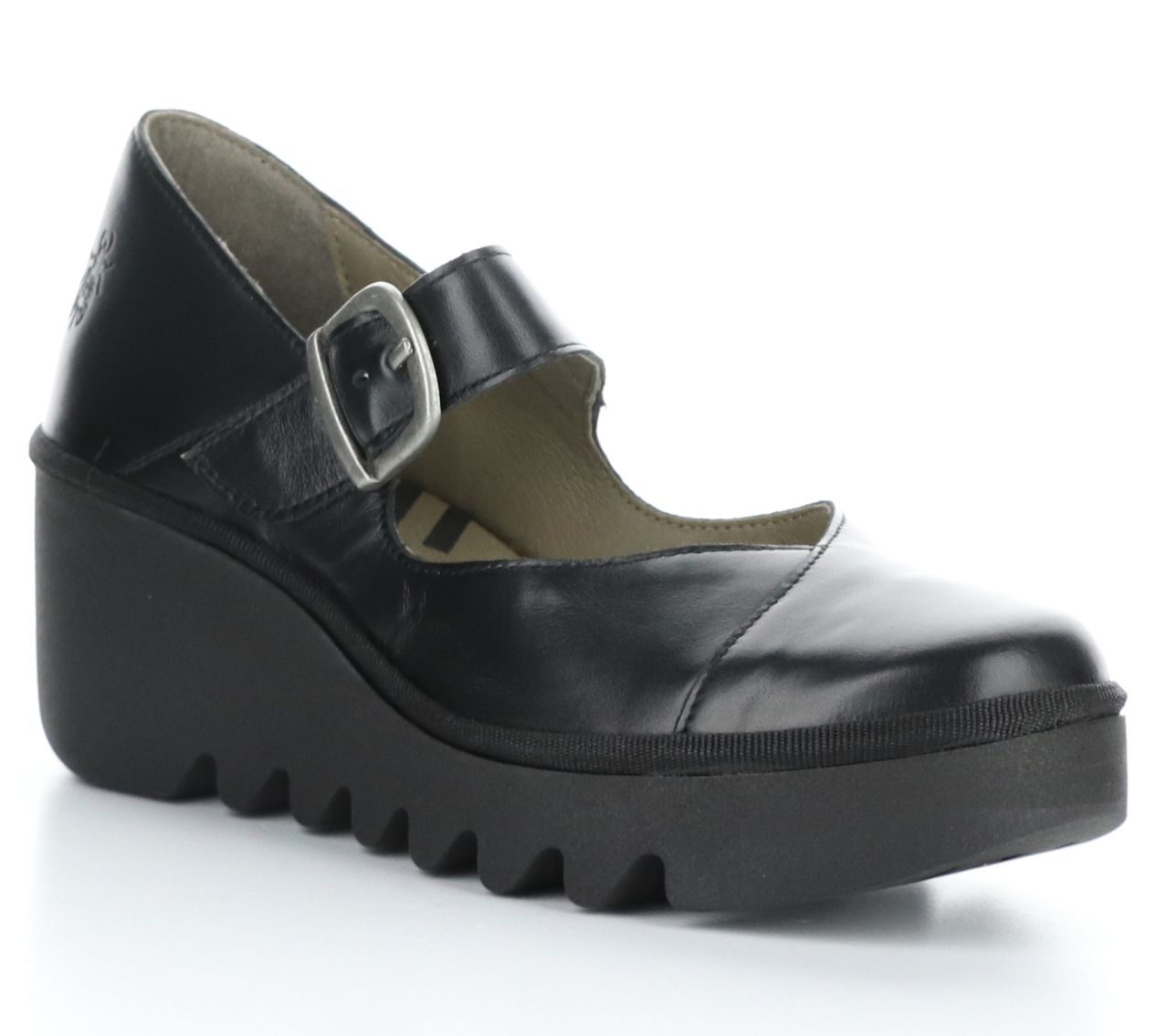 Fly London Leather Mary Janes Wedge - Baxe - QVC.com