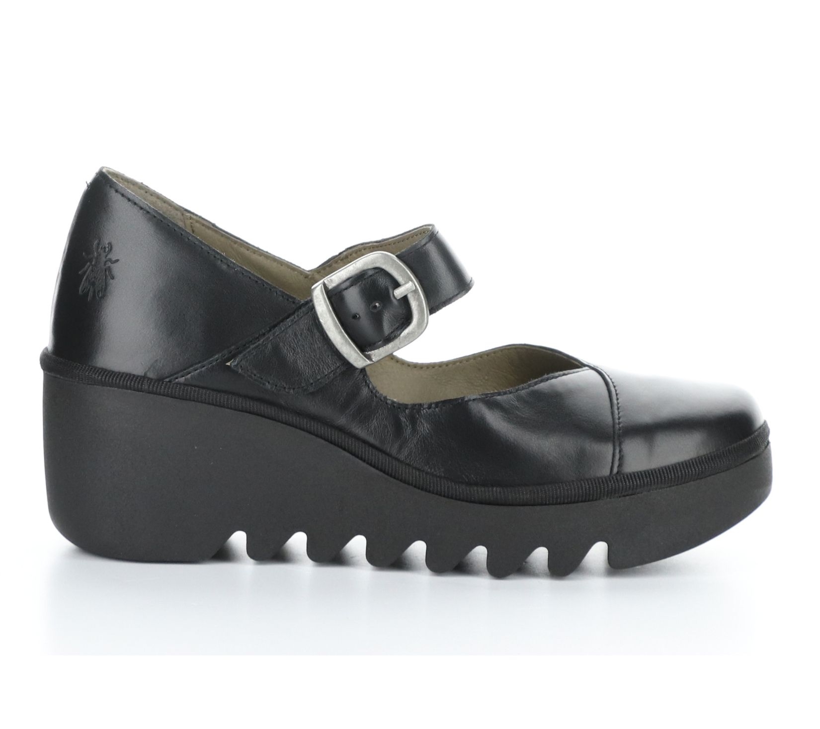 Fly London Leather Mary Janes Wedge - Baxe - QVC.com