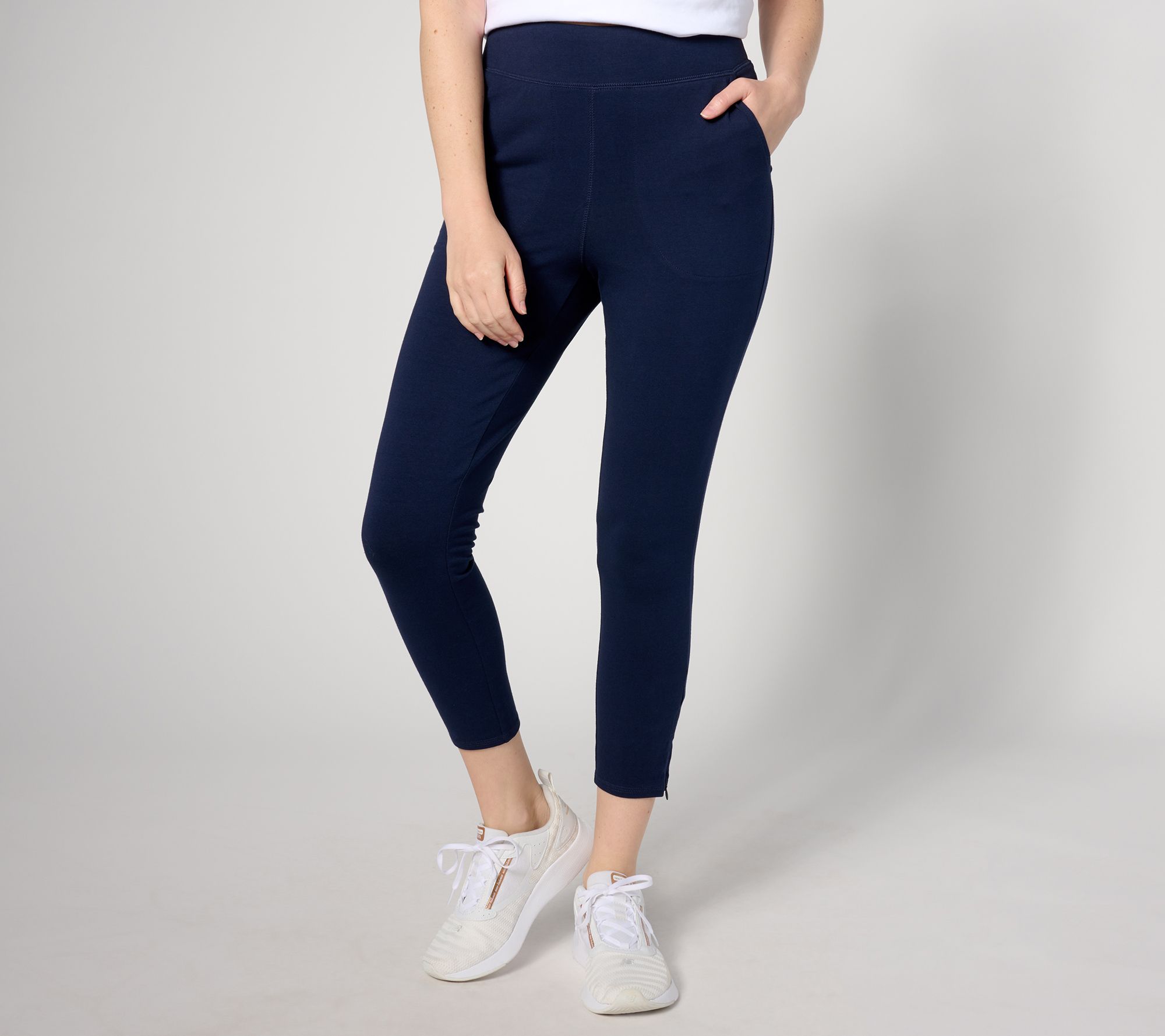 Denim & Co. Active Petite Duo Stretch Leggings with Wide Waistband 