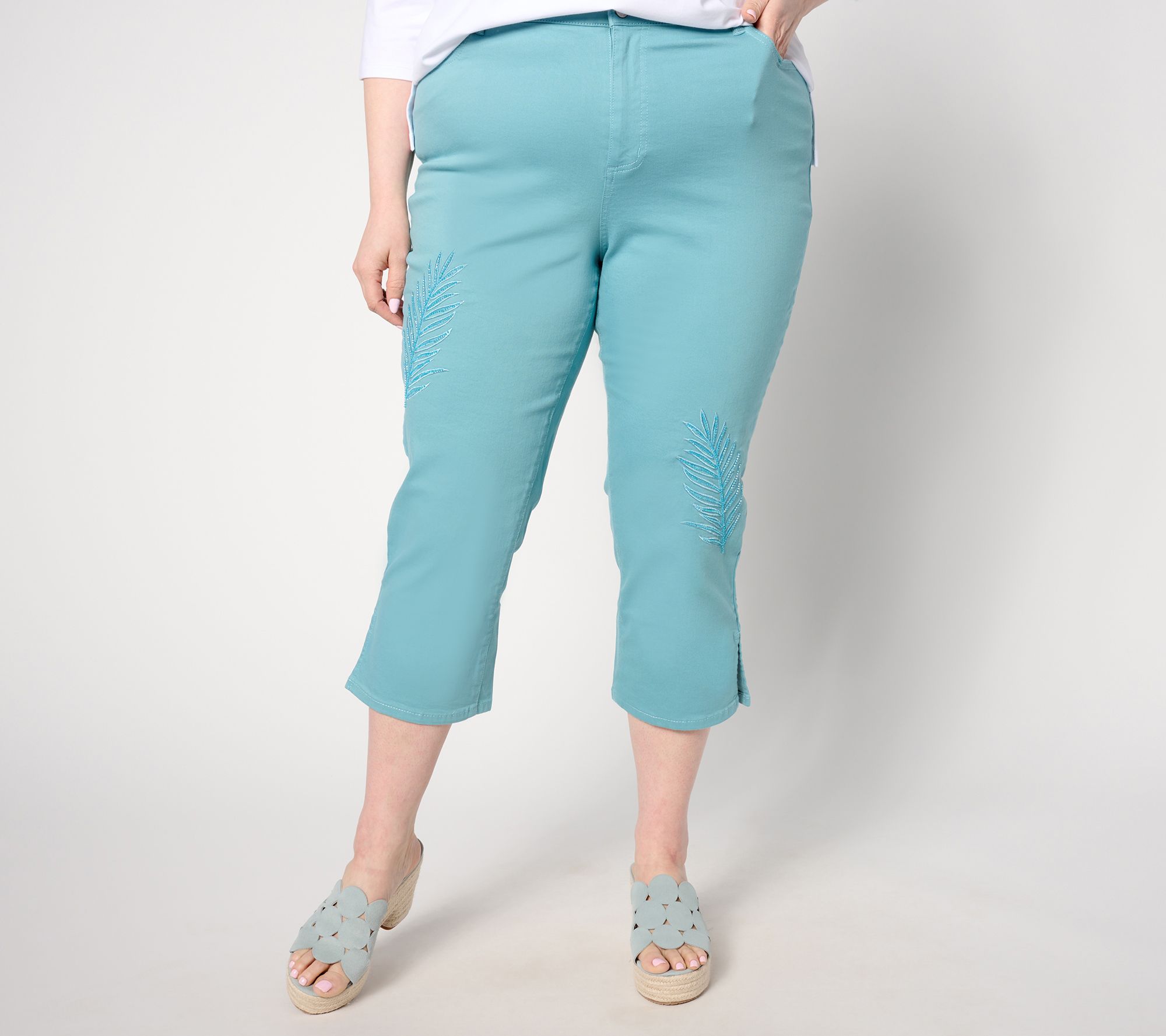 "As Is" Susan Graver Regular Cropped Straight Leg Jean
