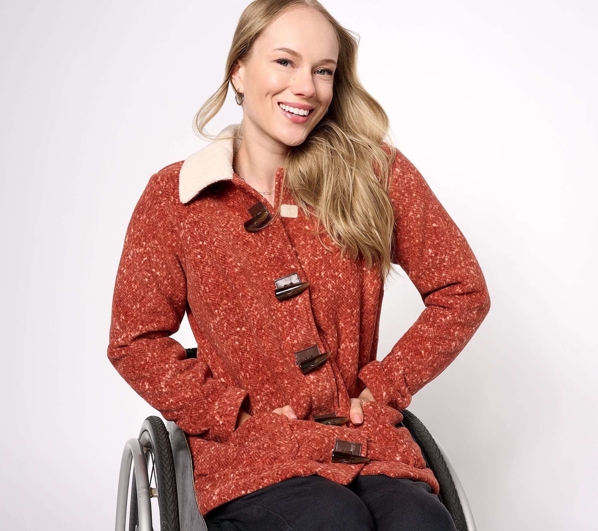 "As Is" Denim & Co. Adaptive Heritage Fleece Bonded Jacket