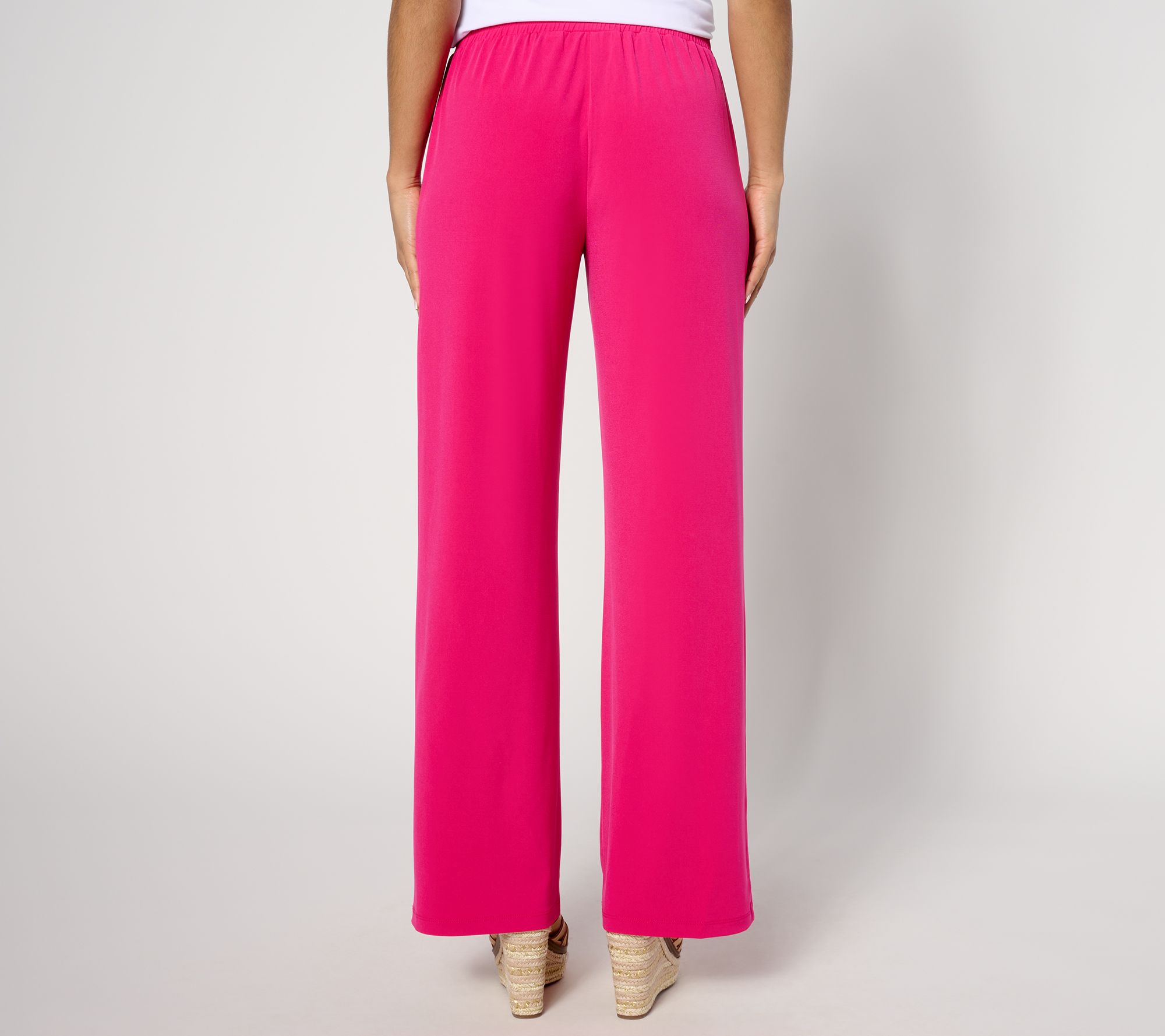 Susan Graver Regular Liquid Knit Wide Leg Pants with Waist Detail - QVC.com