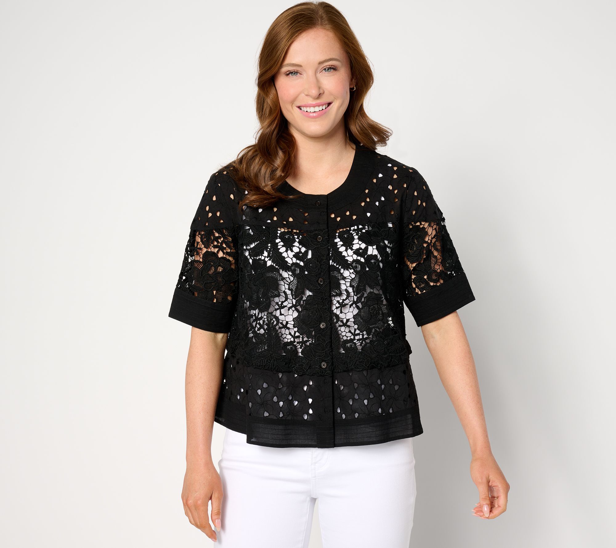 Dennis Basso Mixed Media Lace Swing Topper