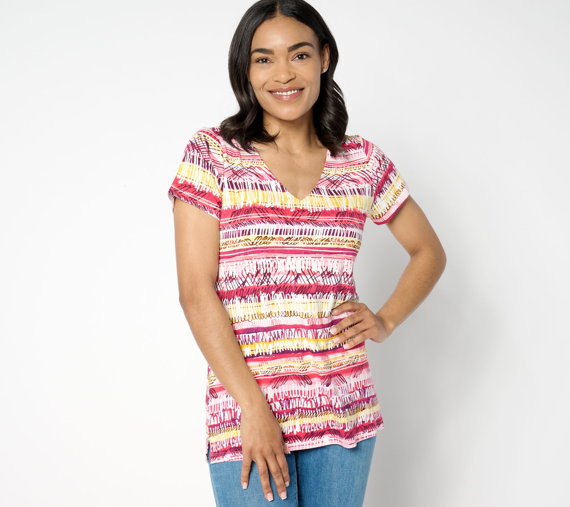 Belle Bamboo by Kim Gravel Painted Stripe Top