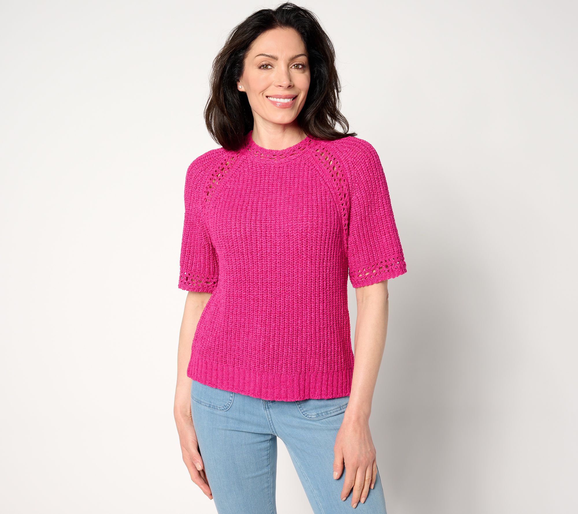 Studio Park x Amy Stran Short Sleeve Pointelle Summer Sweater