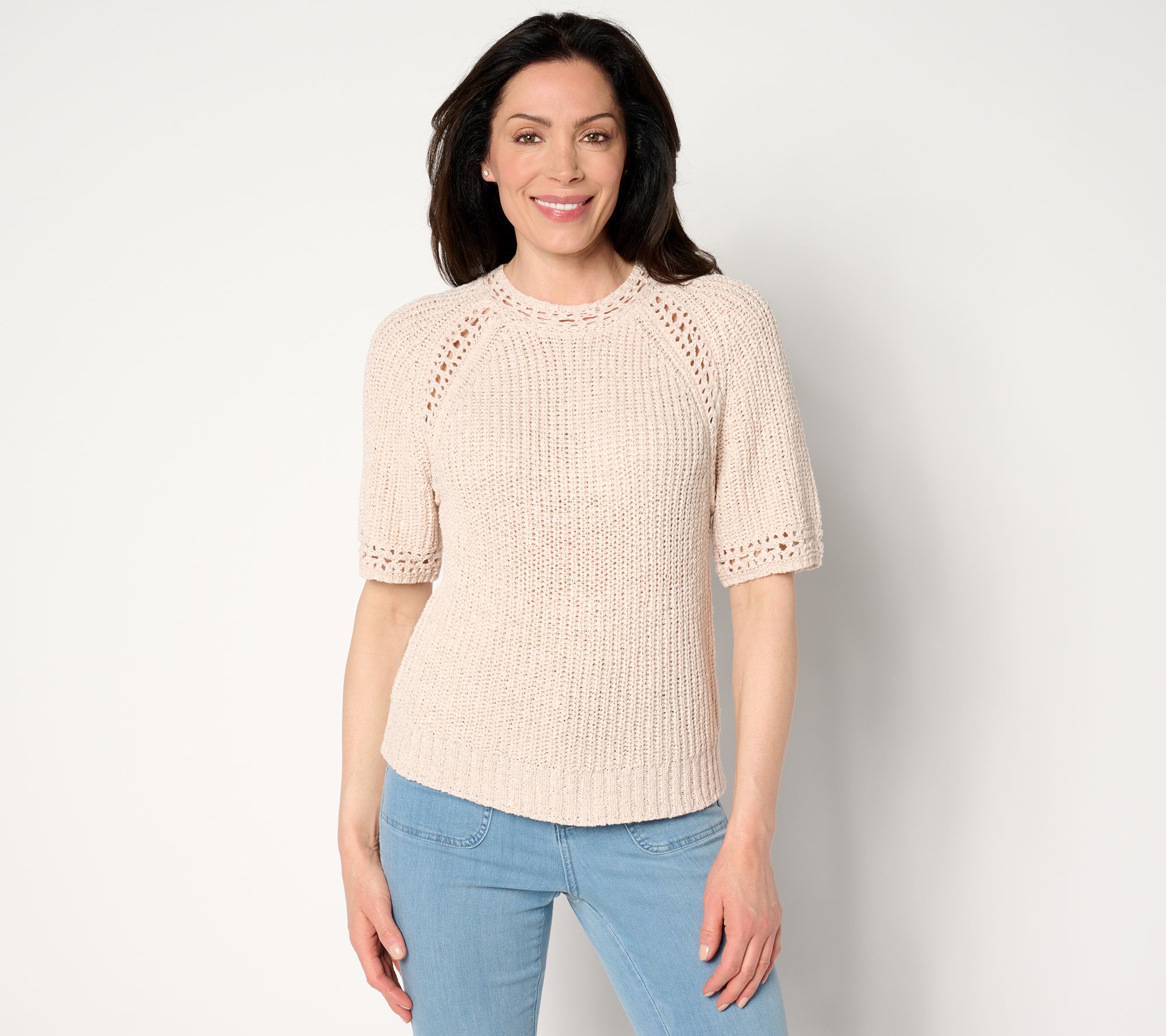 Studio Park x Amy Stran Short Sleeve Pointelle Summer Sweater