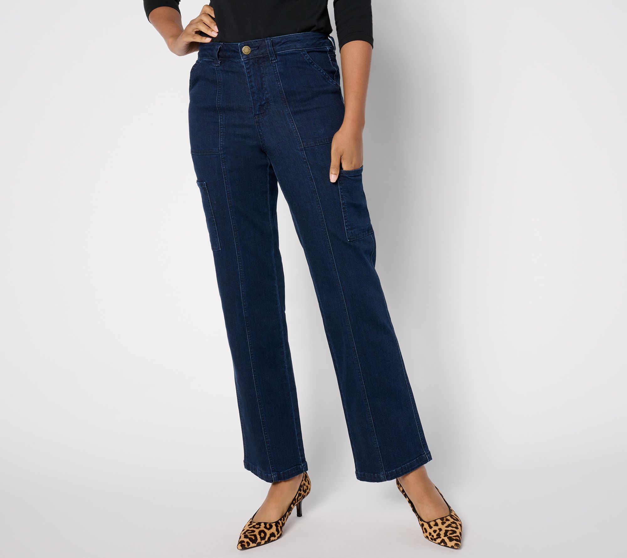 Belle by Kim Gravel Reg TripleLuxe Denim Relaxed Cargo Jean