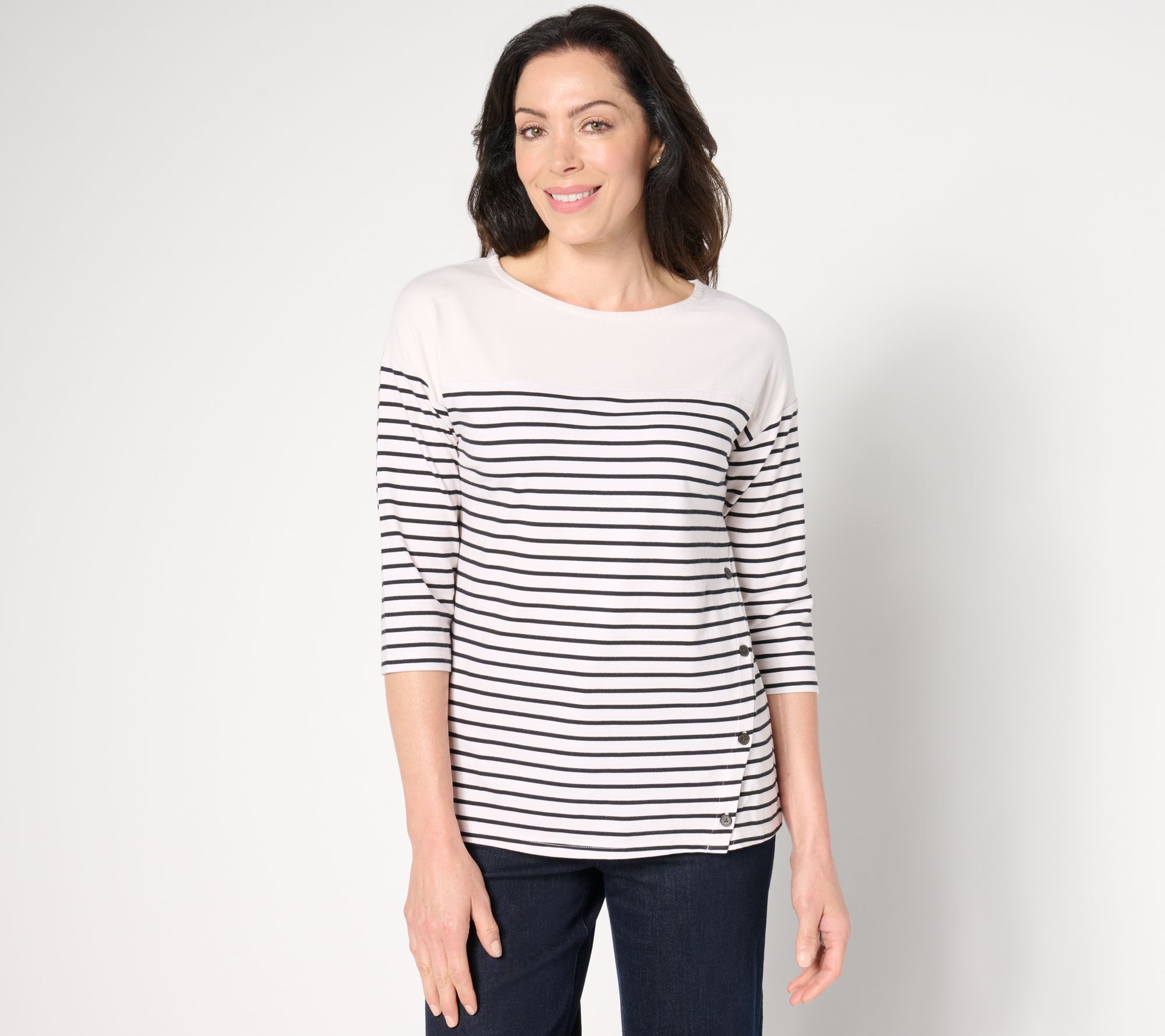 Cuddl Duds Cottonwear+ Striped Tee