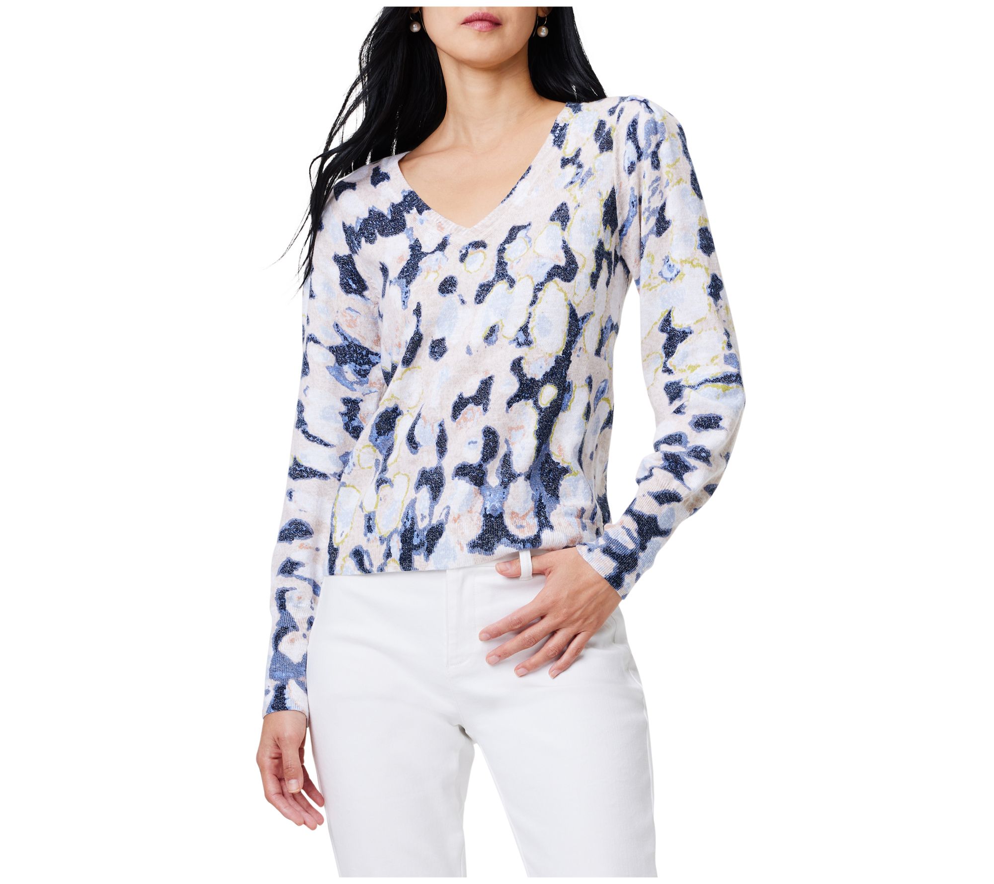 NIC+ZOE Rolling Clouds V-Neck Sweater