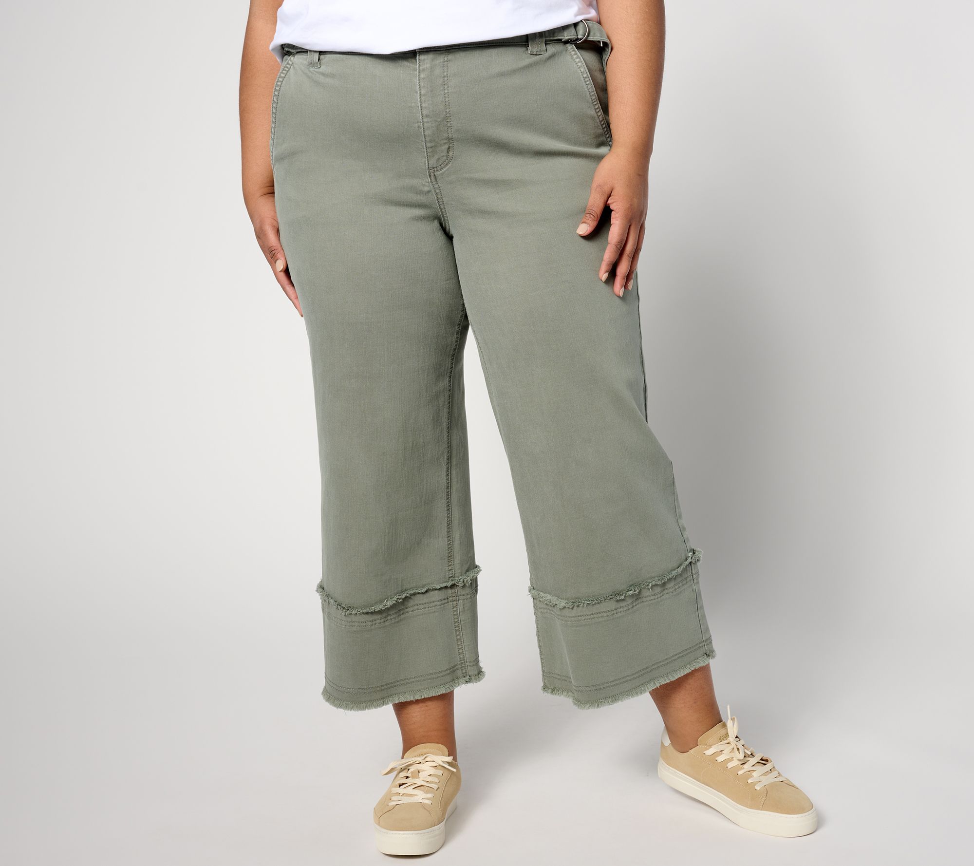 "As Is" Peace Love World Reg Wide Leg Raw Edge Crop Jeans