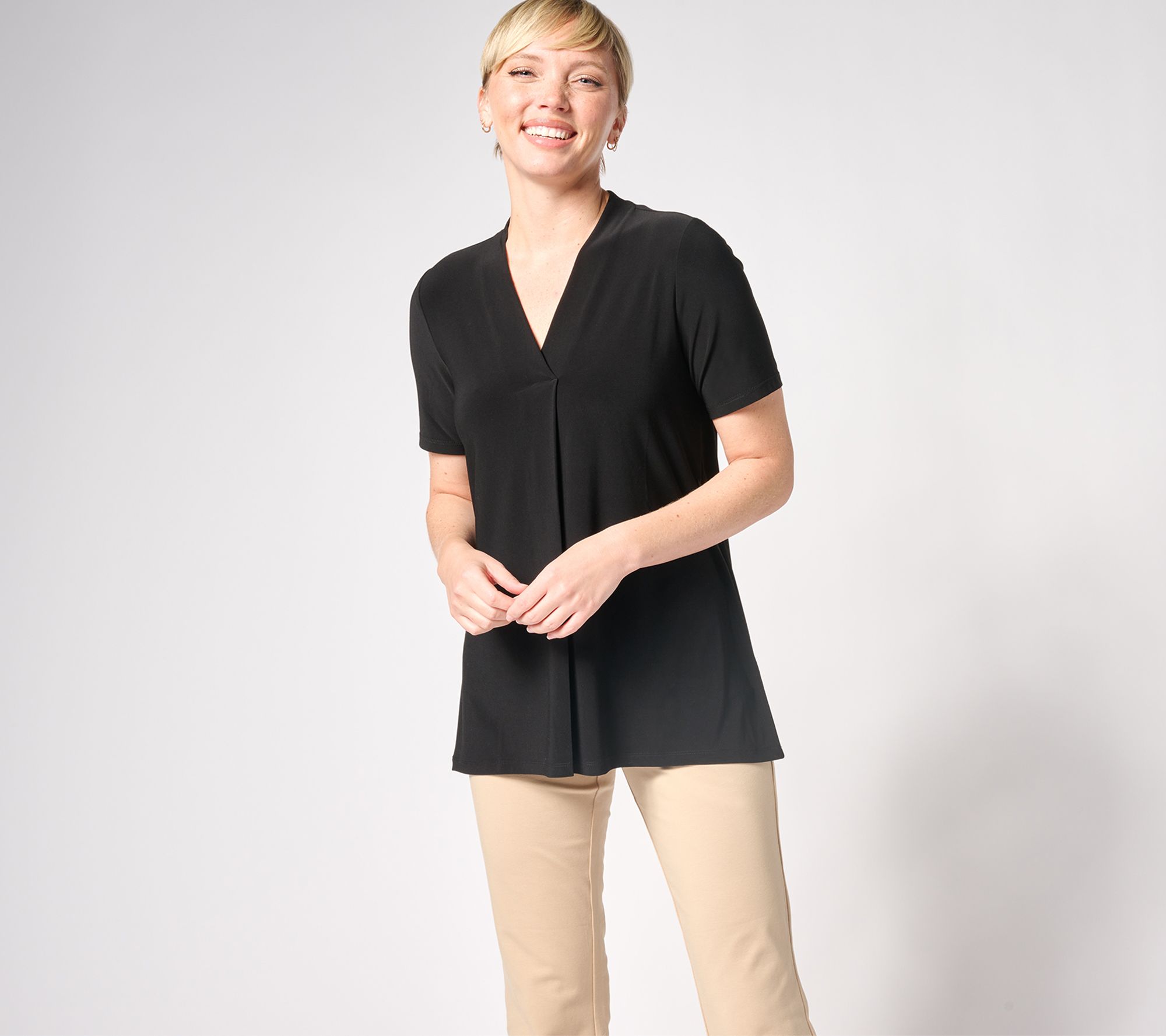 "As Is" Dennis Basso Solid Italia Knit Tunic with Elbow Sleeves