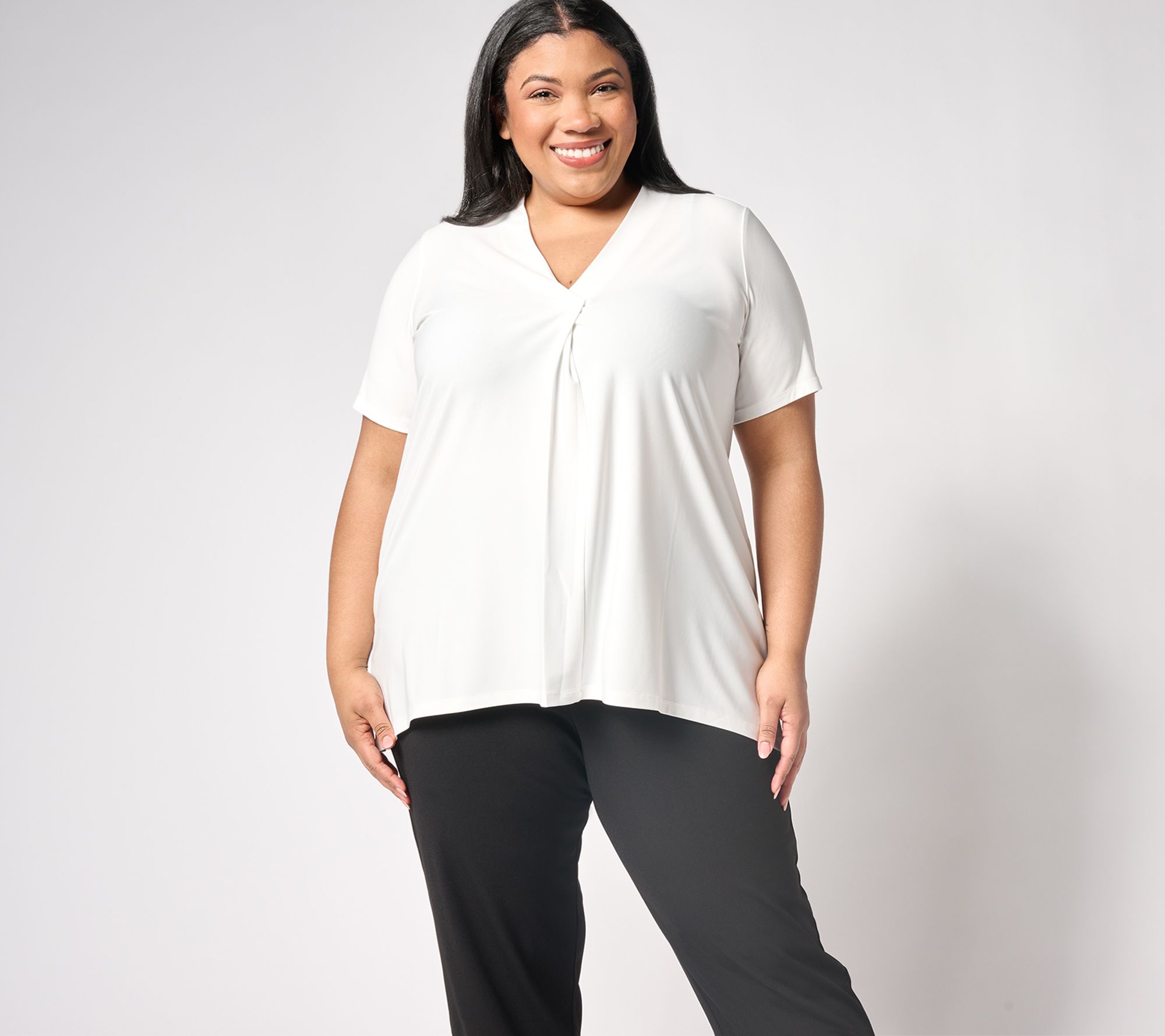 "As Is" Dennis Basso Solid Italia Knit Tunic with Elbow Sleeves