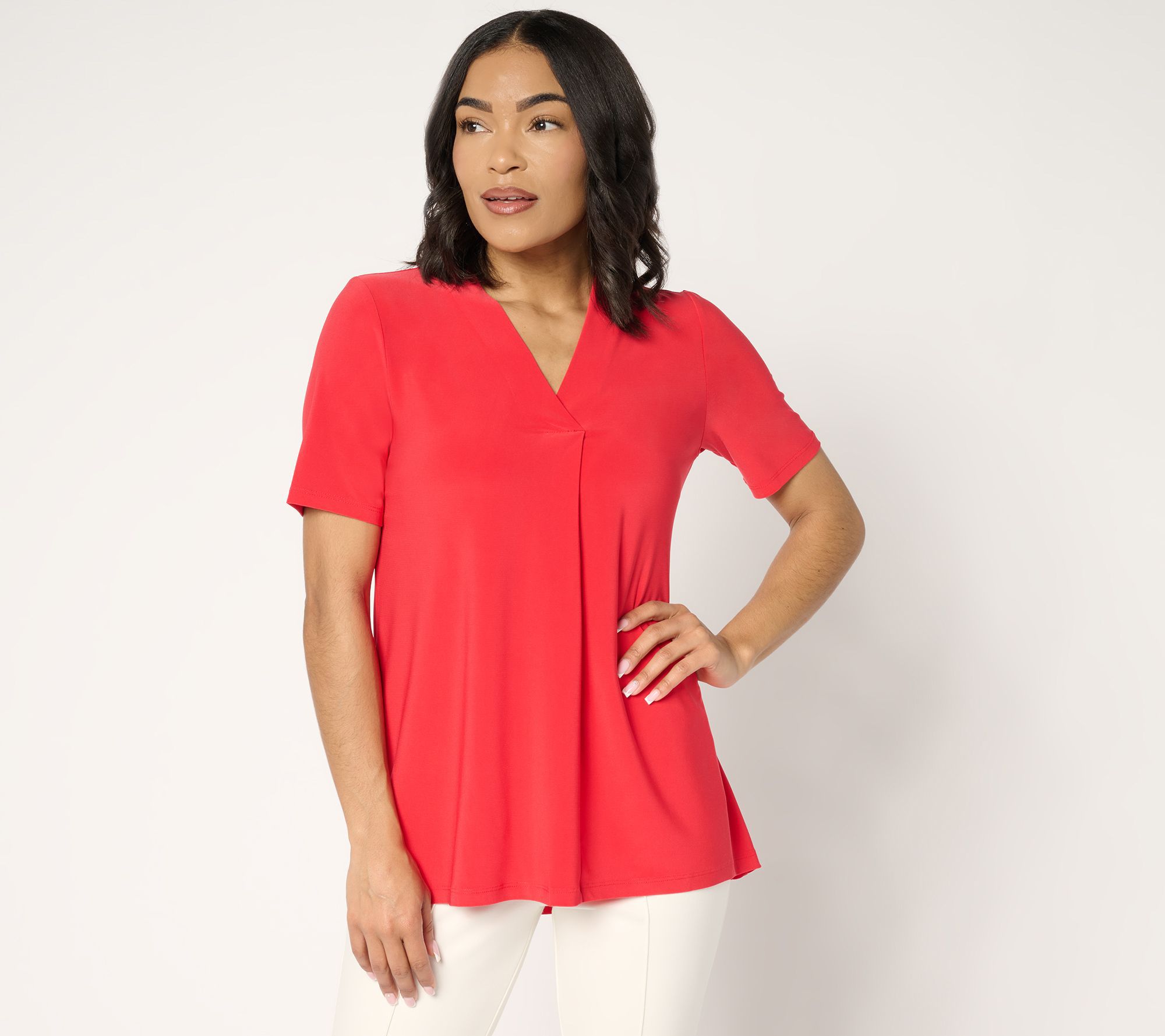 "As Is" Dennis Basso Solid Italia Knit Tunic with Elbow Sleeves