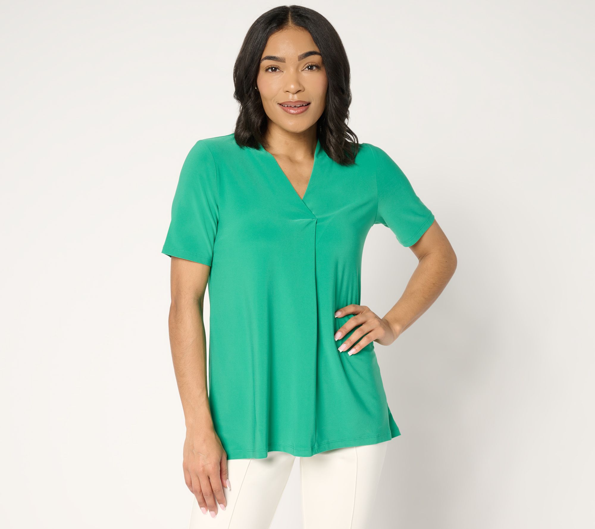 "As Is" Dennis Basso Solid Italia Knit Tunic with Elbow Sleeves