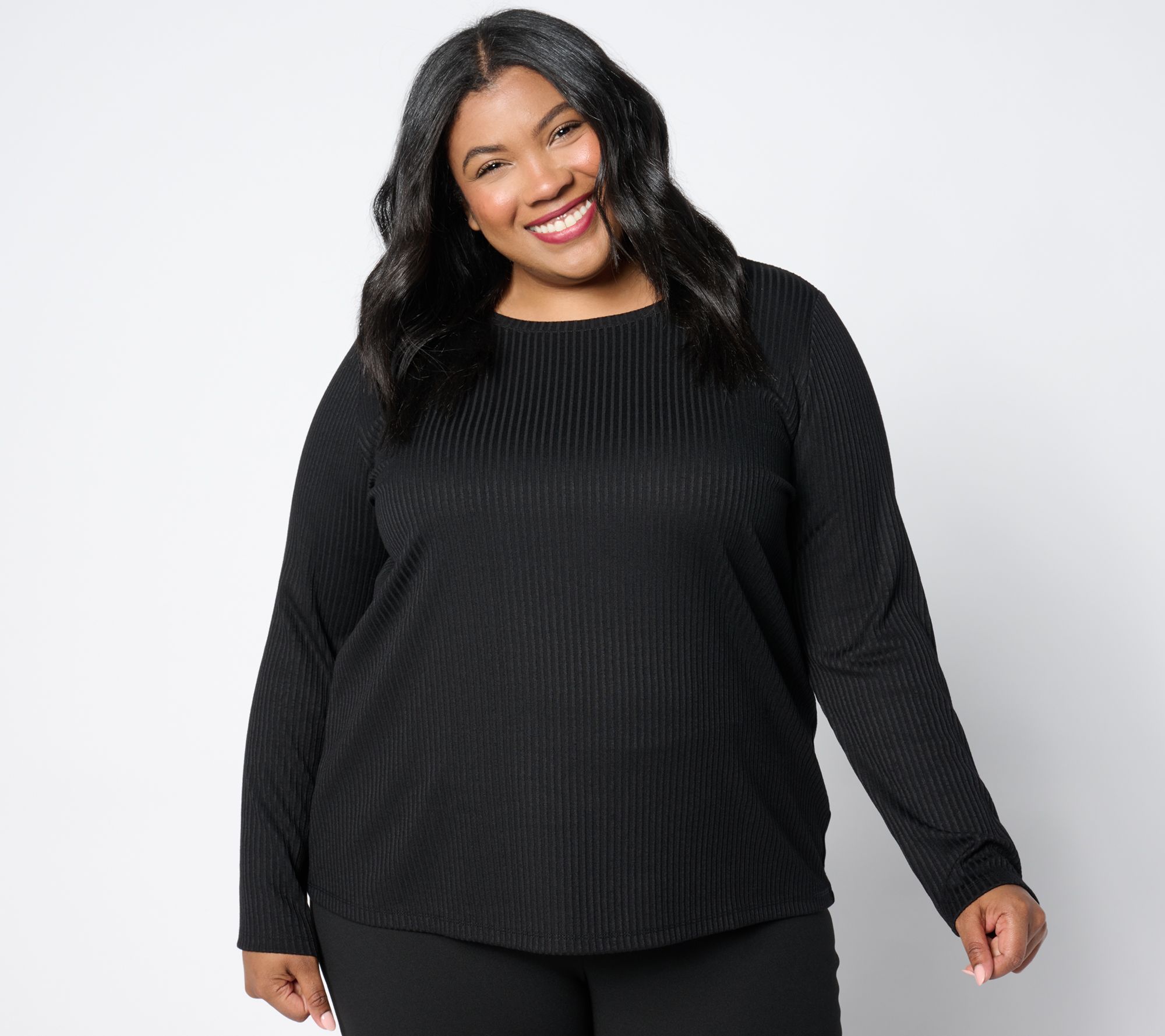 Dennis Basso Rib Knit Scoop Neck Tunic