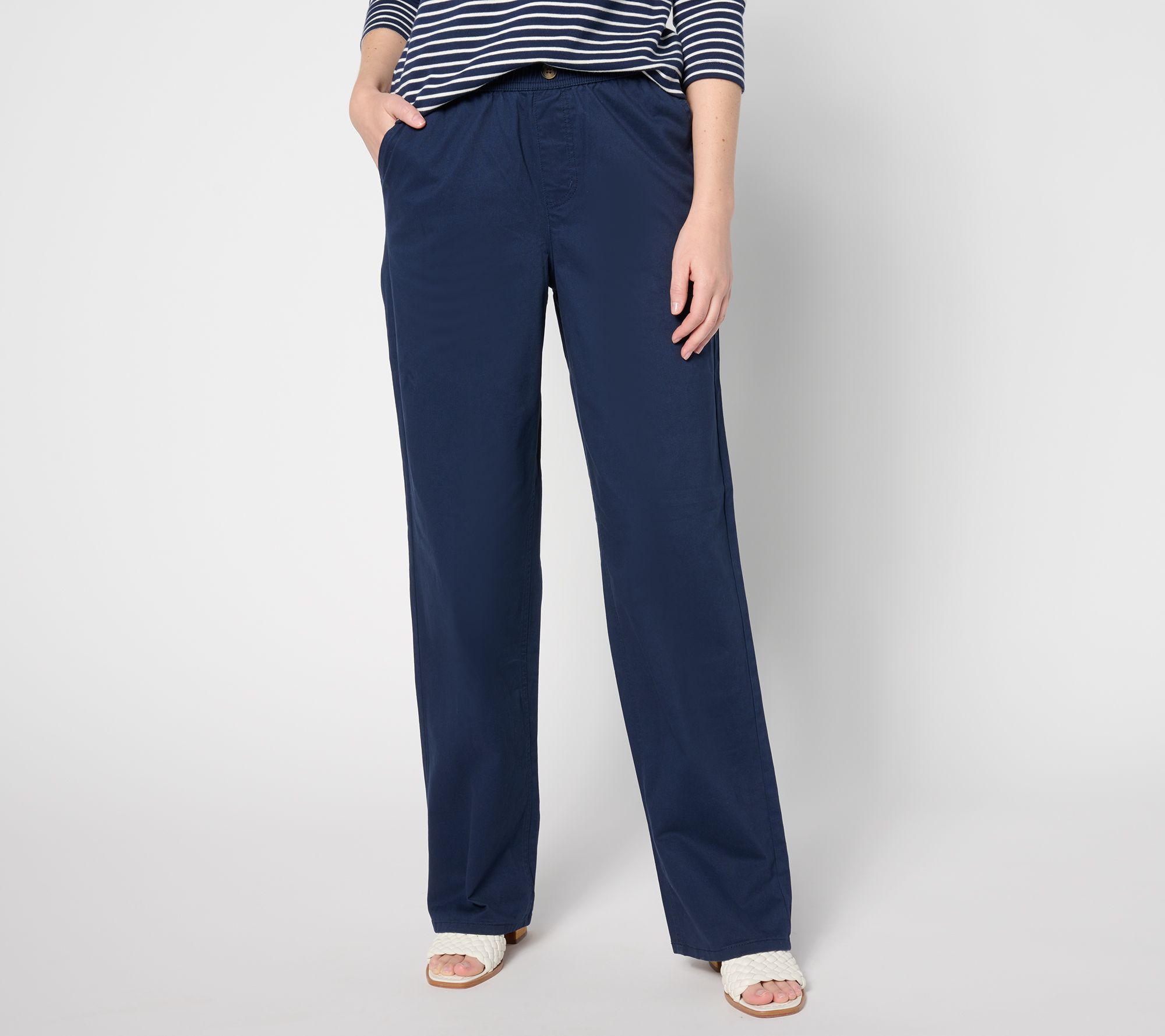 "As Is" Denim & Co. Regular EasyWear Twill Full Length Wide Leg Pant