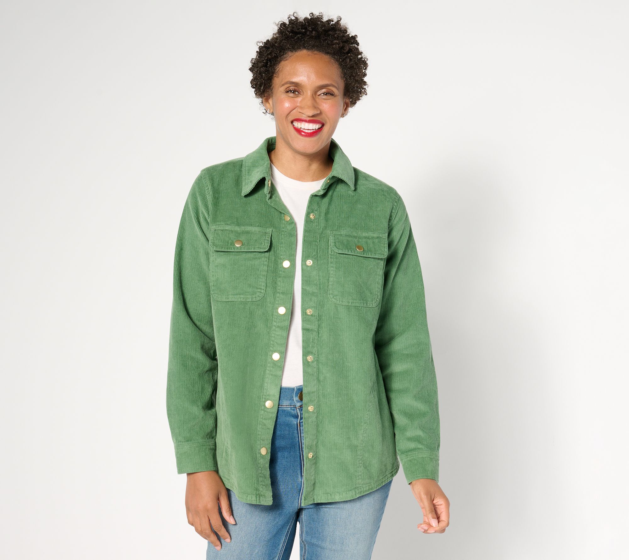 Denim & Co. Heritage Snap Front Corduroy Shirt