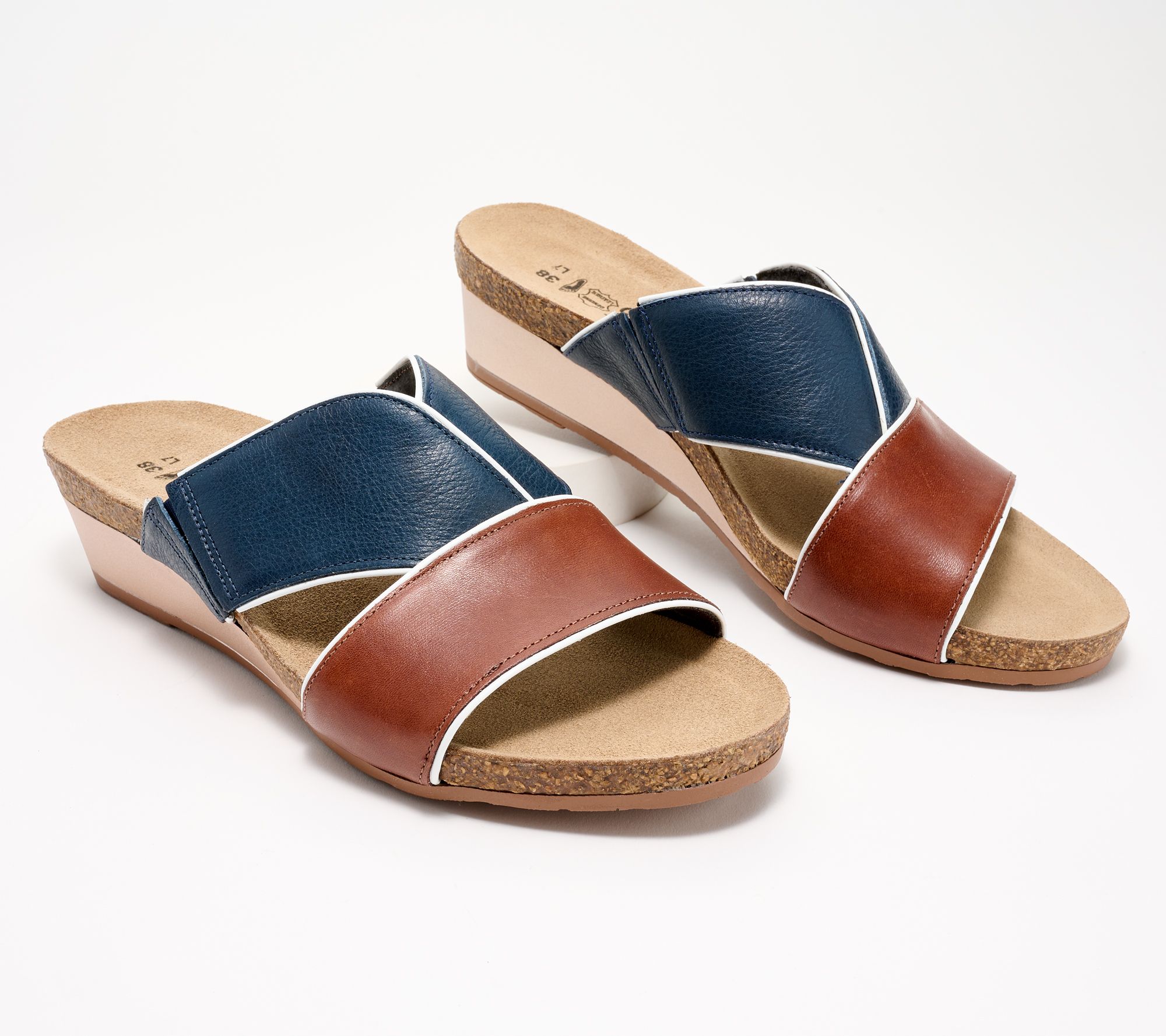 "As Is" Naot Leather Wedge Slide Sandals- Tiara