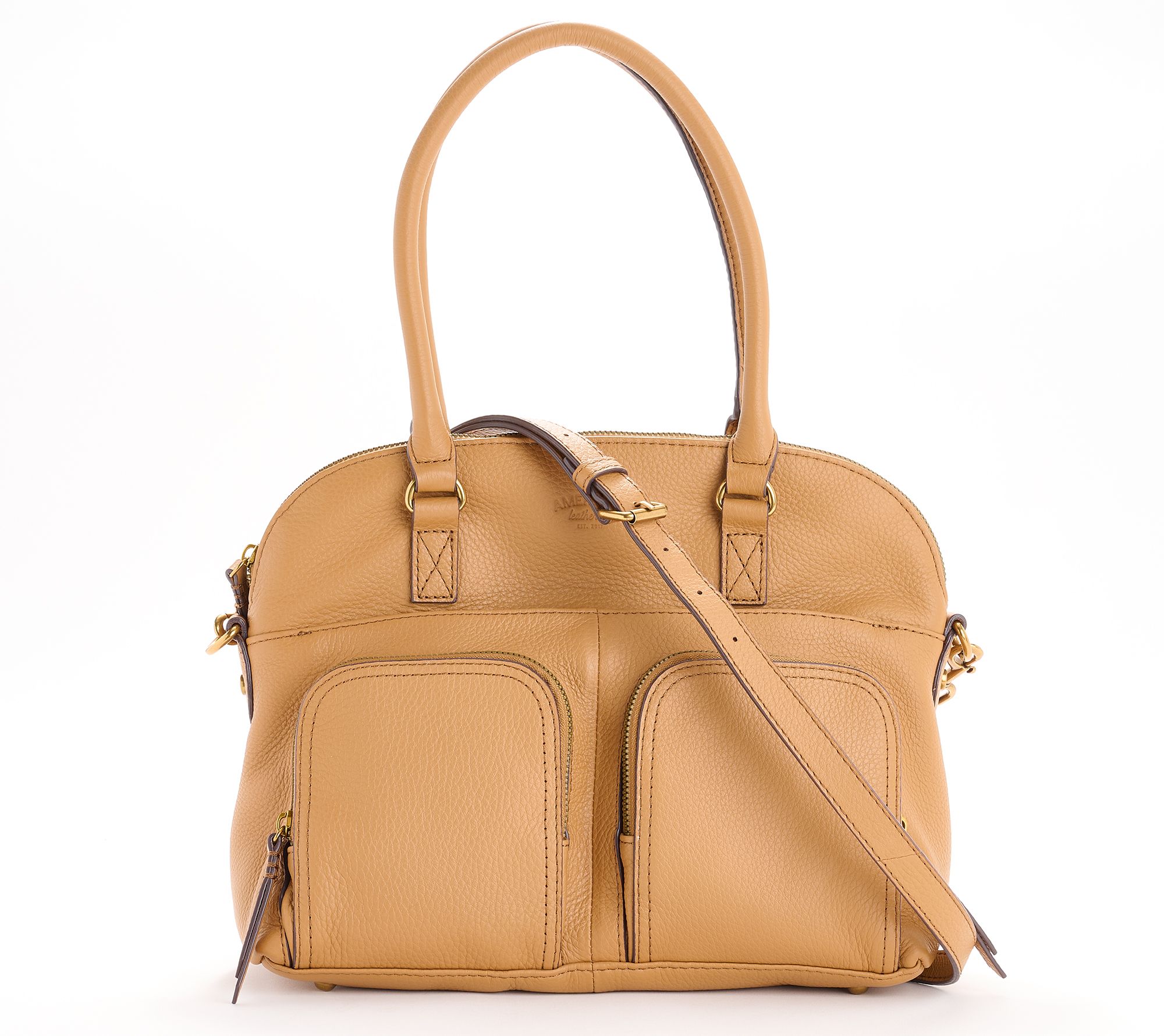 Brown Faux Leather Zip-Around Classic hotsell Dome Satchel