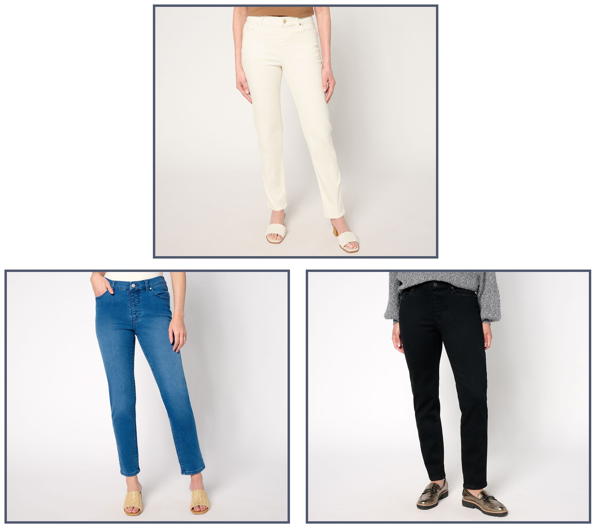 Women with Control Contour Curves Slim Leg Denim Pants - QVC.com