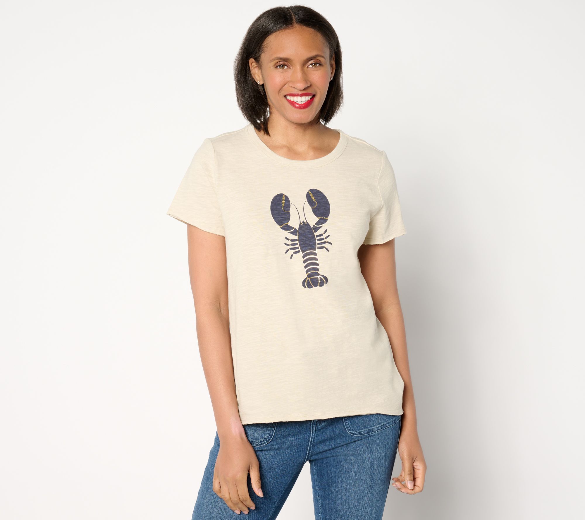 "As Is" Studio Park x Amy Stran Slub Jersey Crewneck Graphic T-Shirt