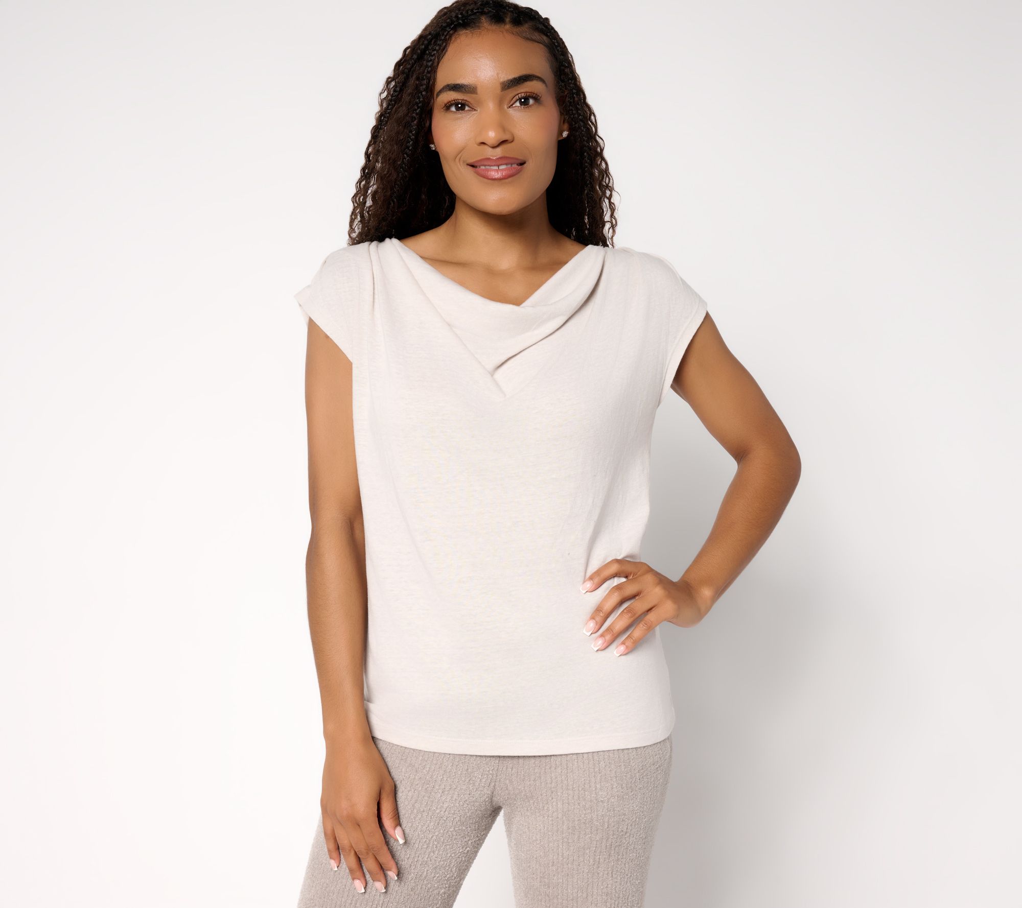 Barefoot Dreams Slub Burnout Draped Boxy Tee