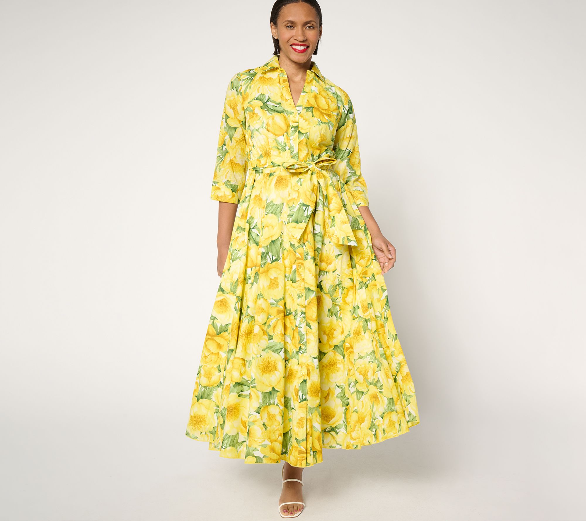 Carla Rockmore Collection Petite Printed 100%Cotton Lawn Shirtdress