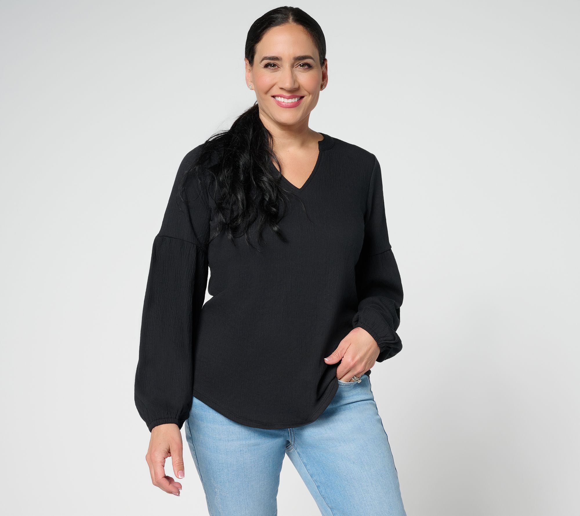 Belle by Kim Gravel Packabelle Gotta Getaway Split Neck Top