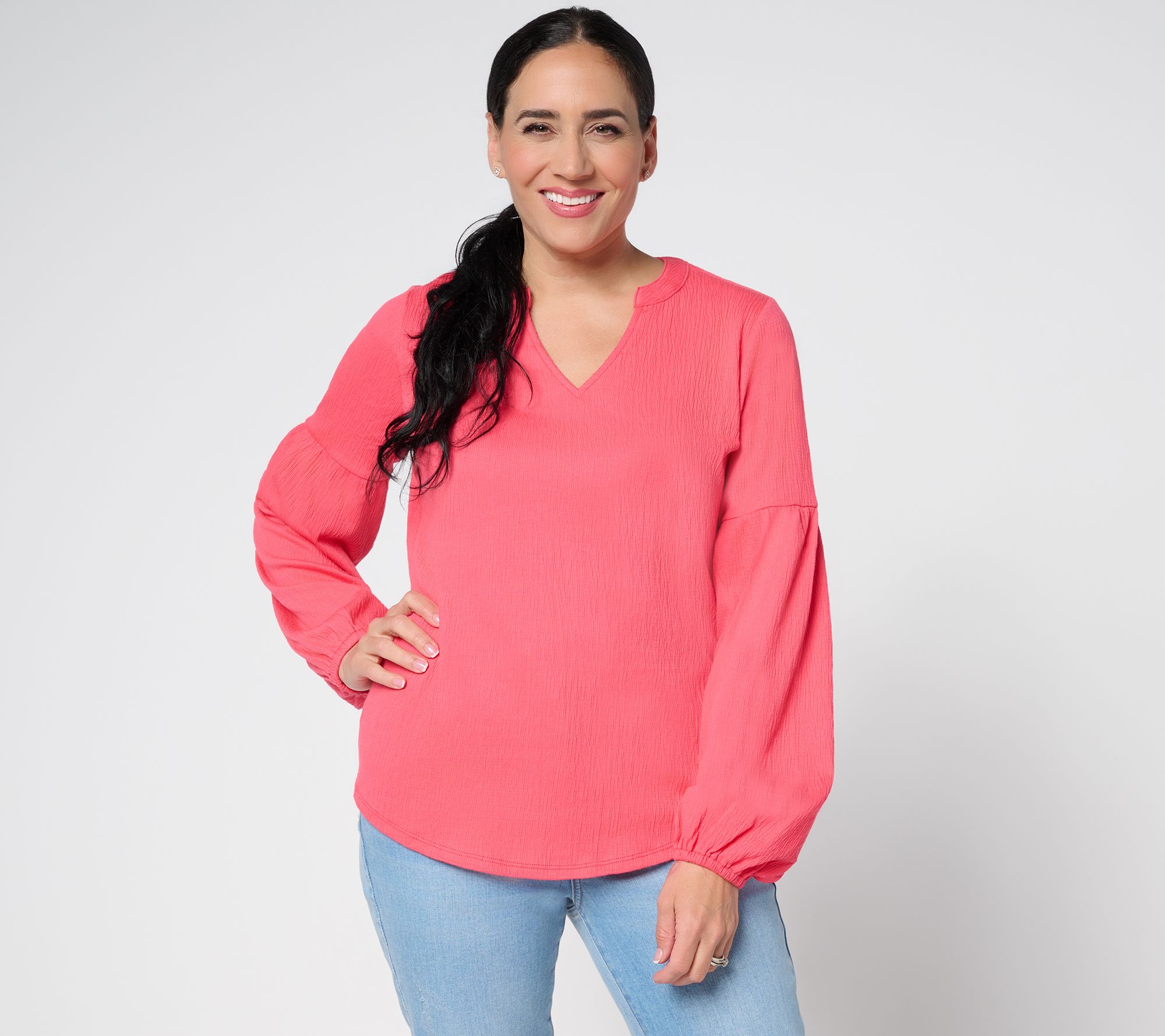 Belle by Kim Gravel Packabelle Gotta Getaway Split Neck Top