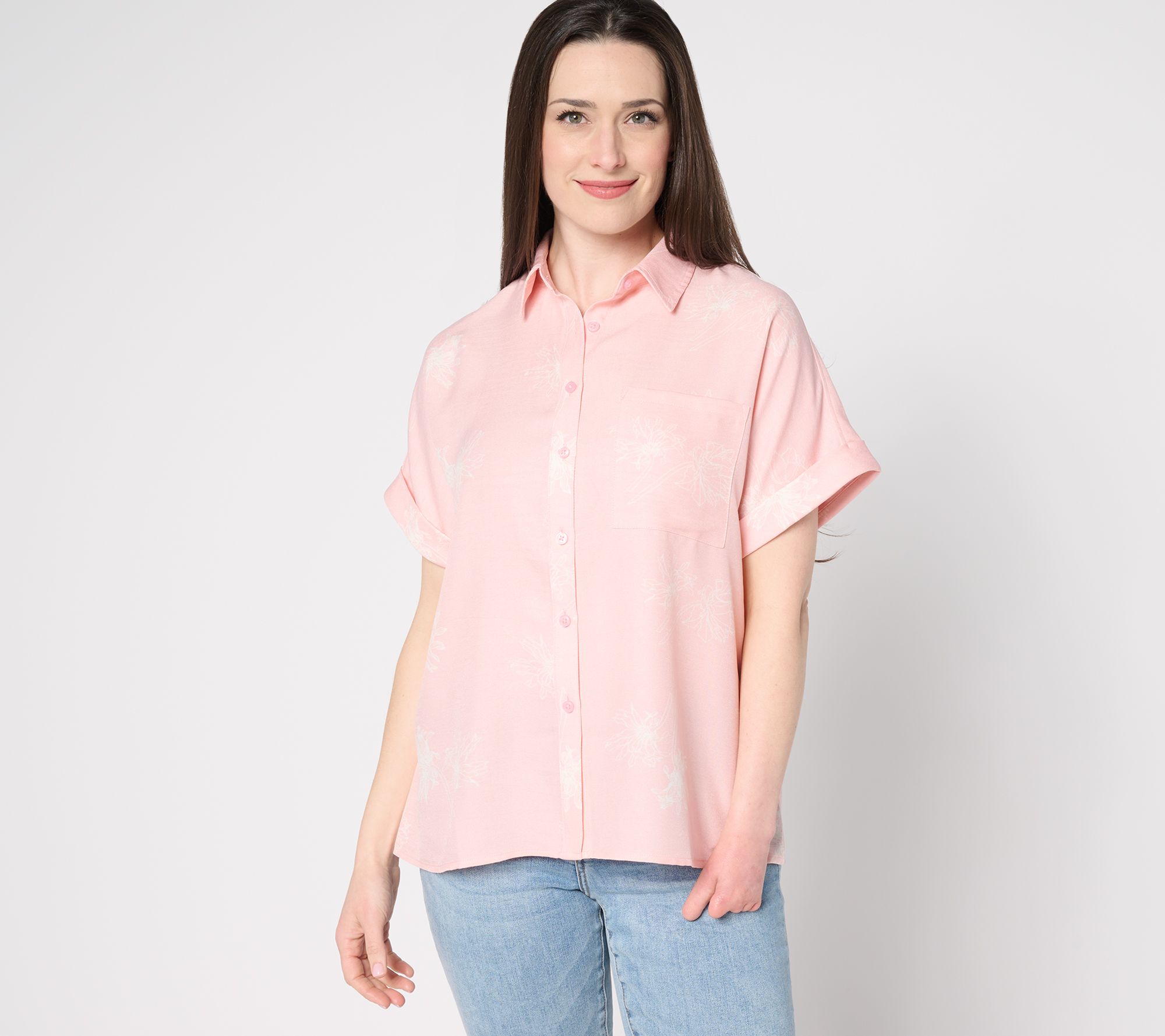Martha Stewart Signature Printed Button Front Shirt