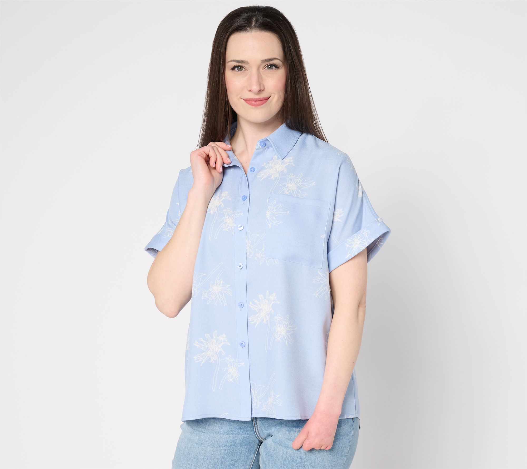 Martha Stewart Signature Printed Button Front Shirt