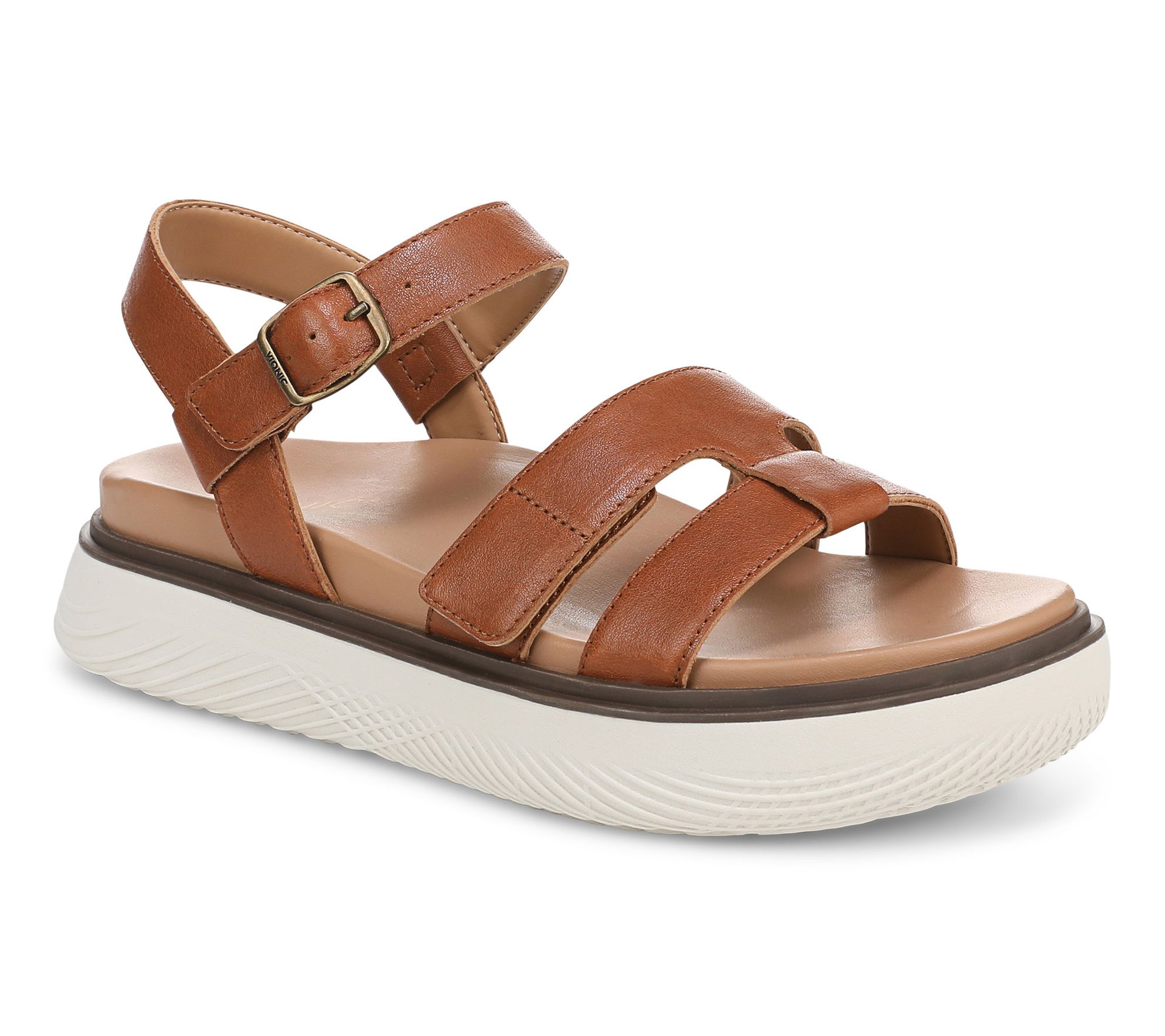 Vionic Adjustable Leather Platform Sandals -Solana