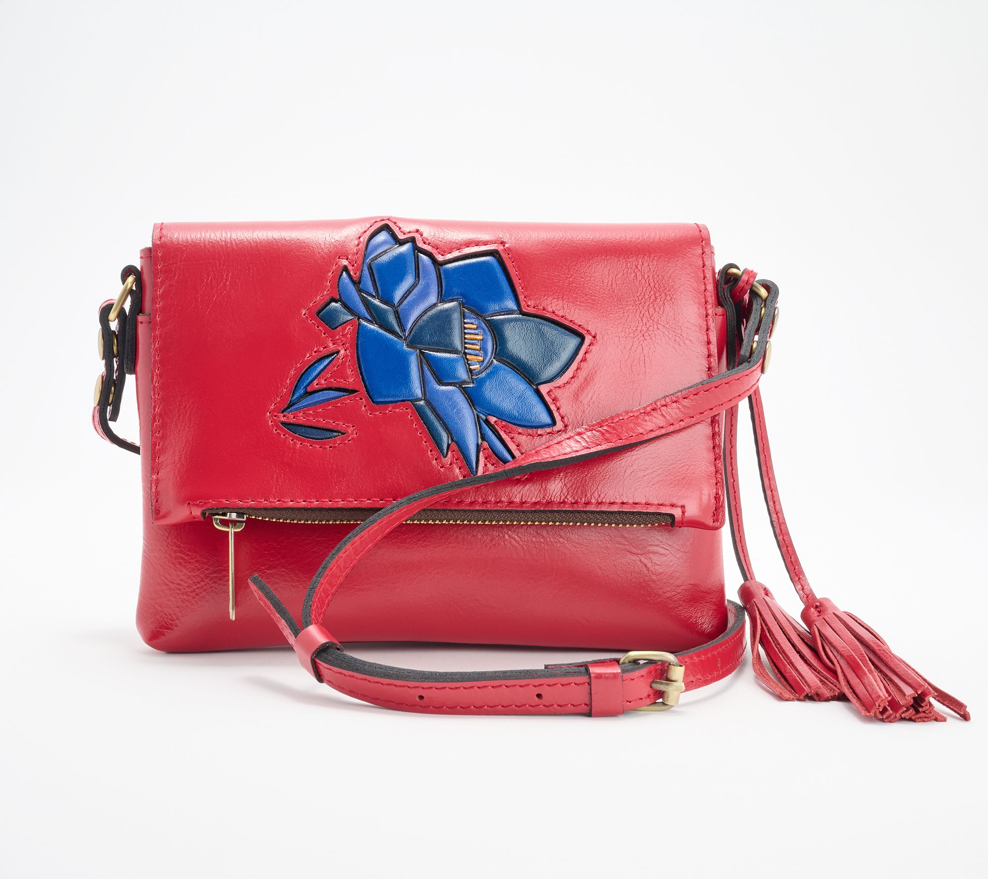 Patricia Nash Leather Corfu Flap Crossbody with Tassel