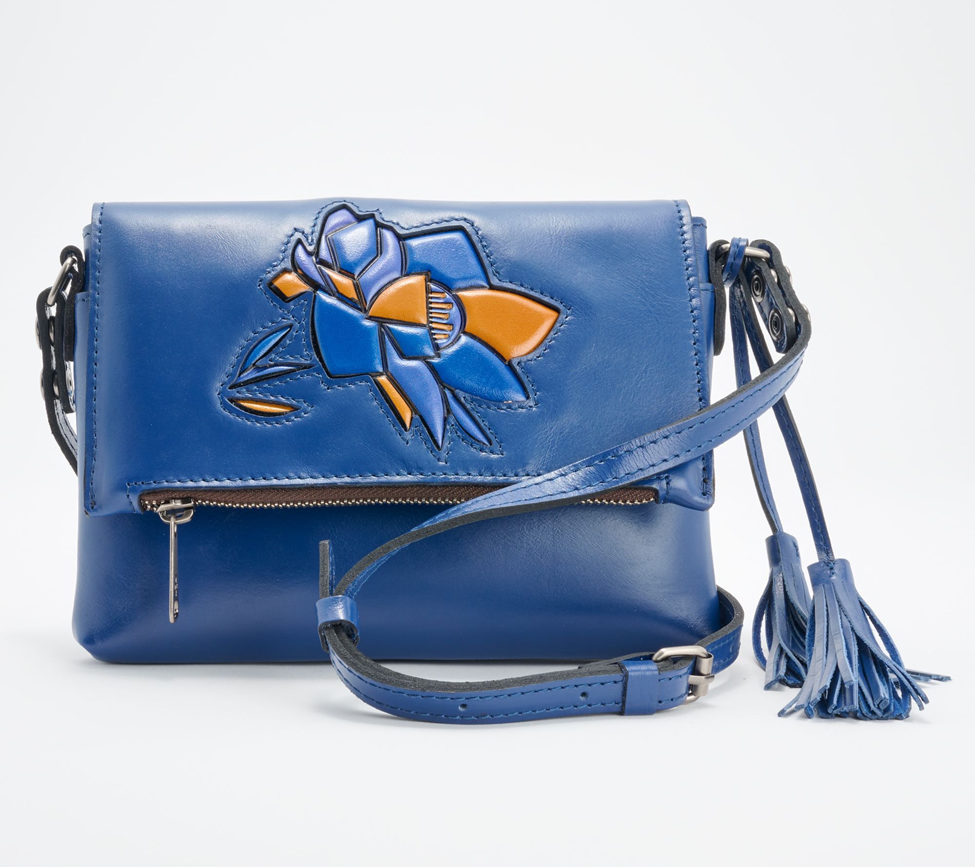 Patricia Nash Leather Corfu Flap Crossbody with Tassel