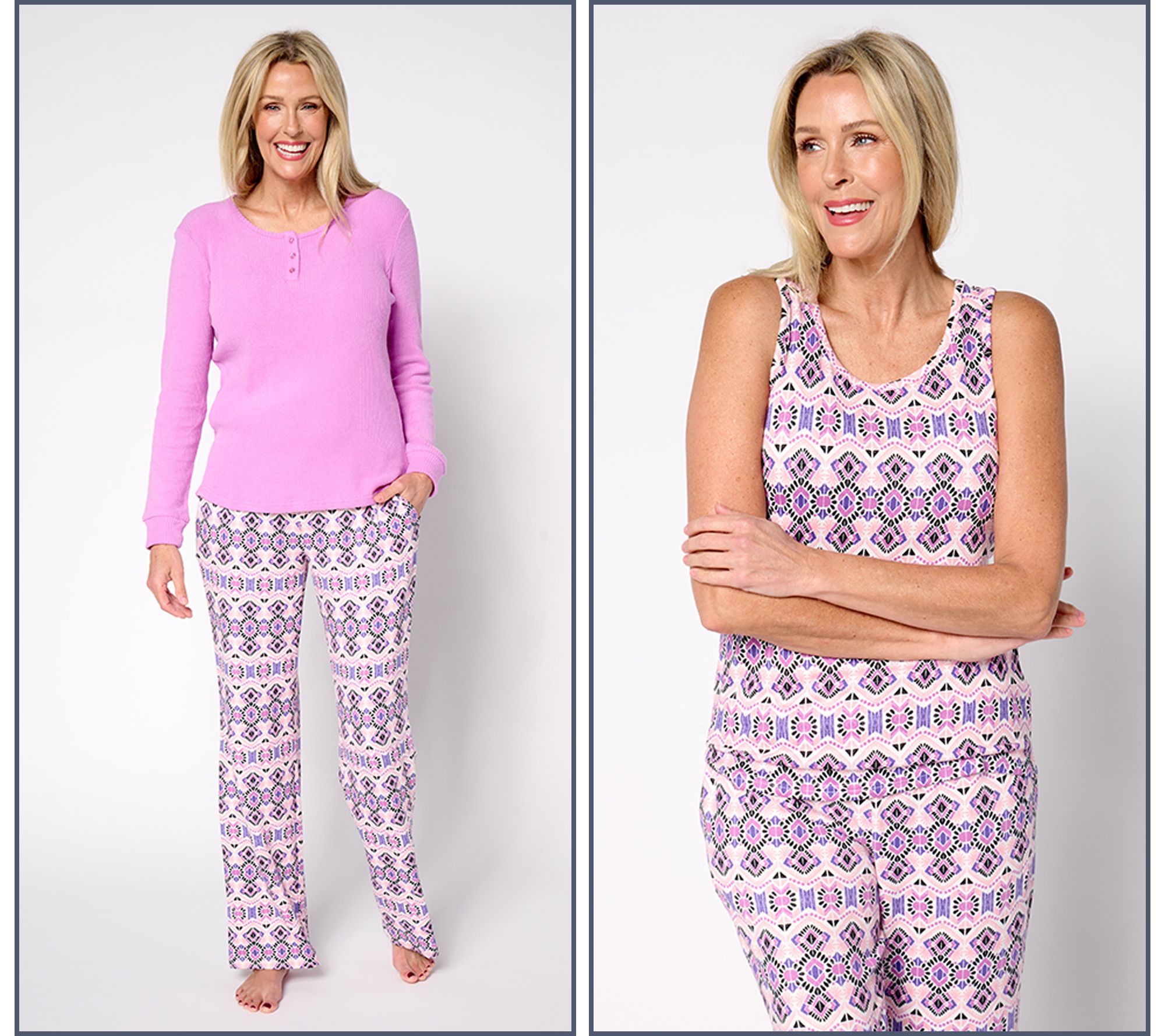 "As Is" MUK LUKS Tall Sweater Knit & Ribbed Knit 3-Pc Pajama Set