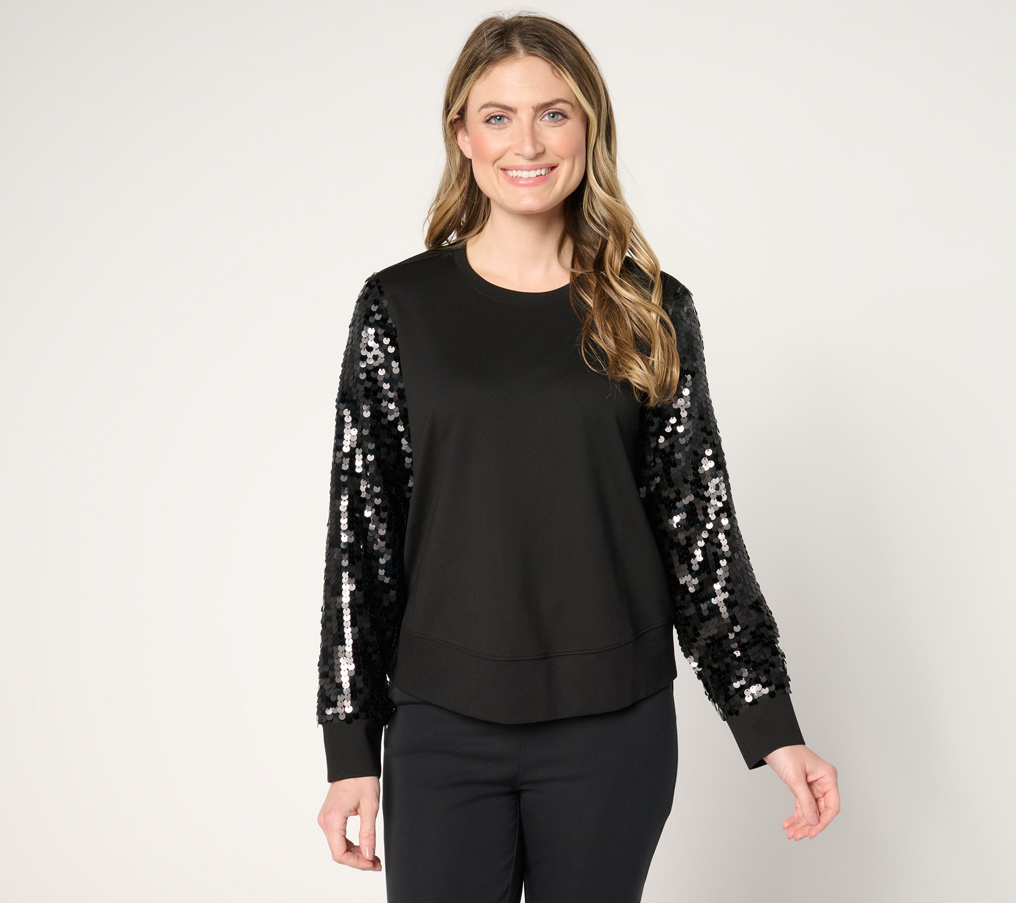 "As Is" by Stacy London Two-Tone Sequin Sleeve Top