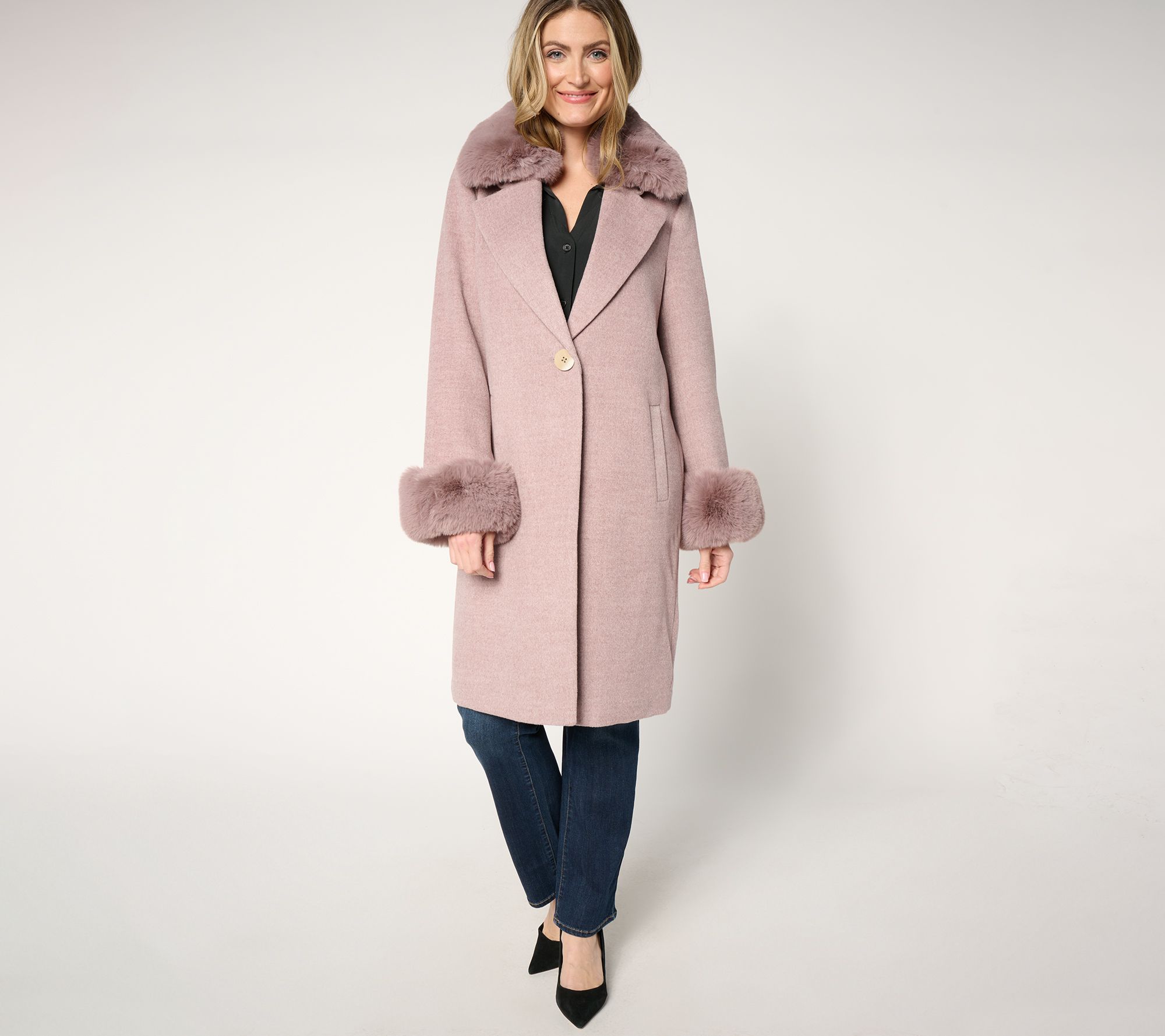"As Is" Thread Collective Faux Fur Trimmed Coat