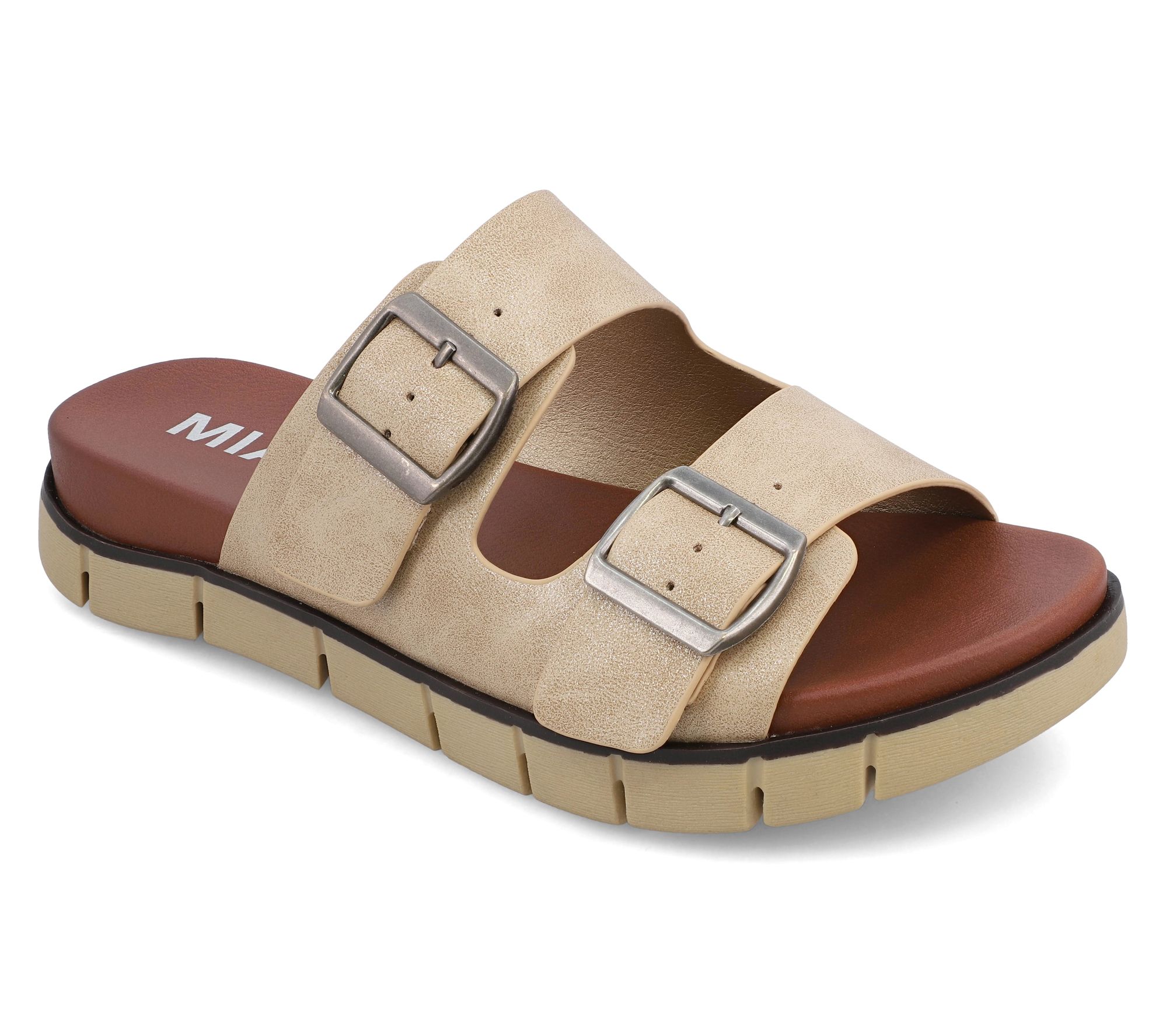 MIA Shoes Double Buckle Slide Sandals - Esei