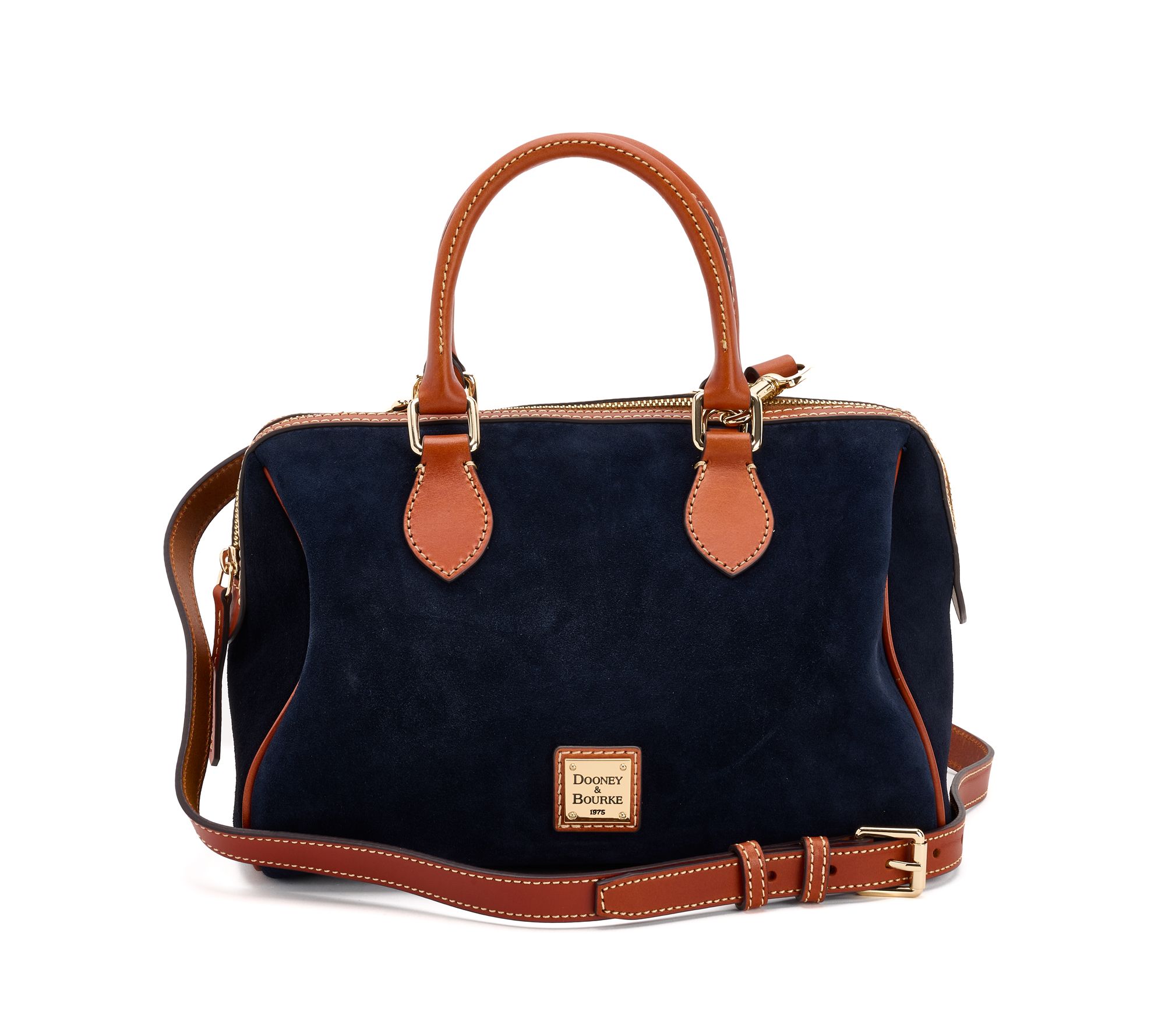 Dooney & Bourke Suede Barrel Satchel with Crossbody Strap