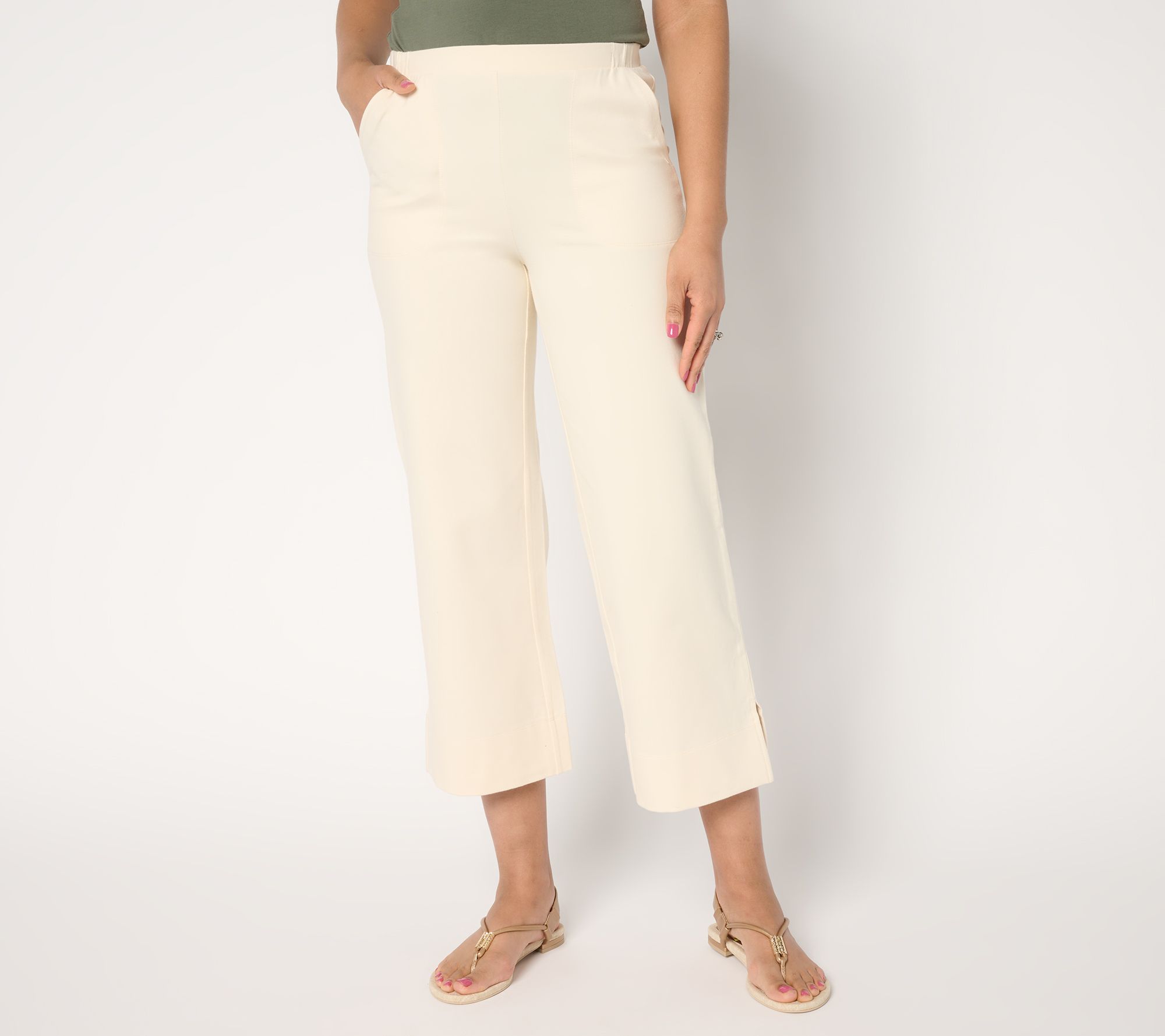 "As Is" Women with Control Regular 86/14 Wide Leg Crop Pants