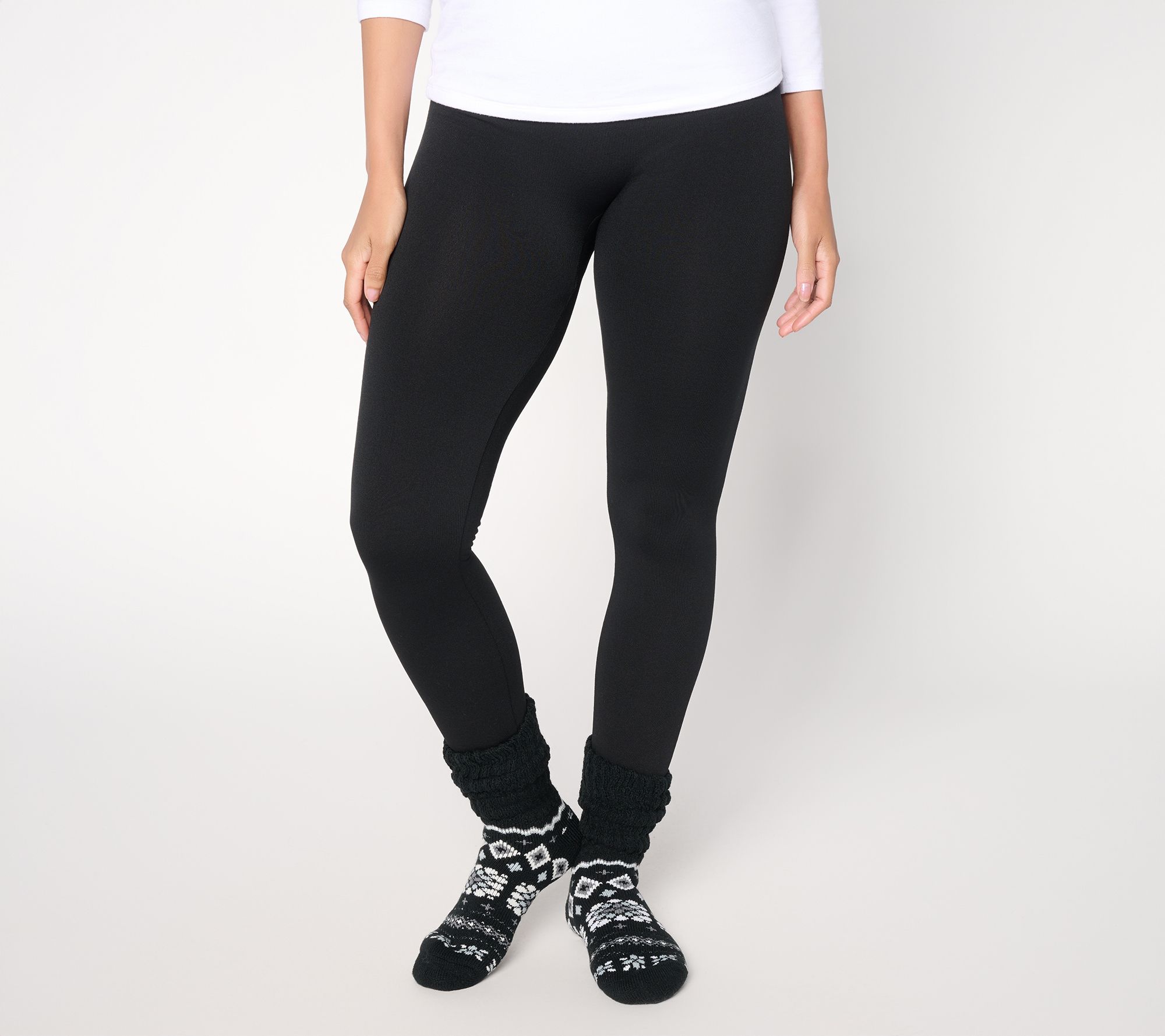 MUK LUKS Fleece Lined Leggings & Thermal Slouch Sock