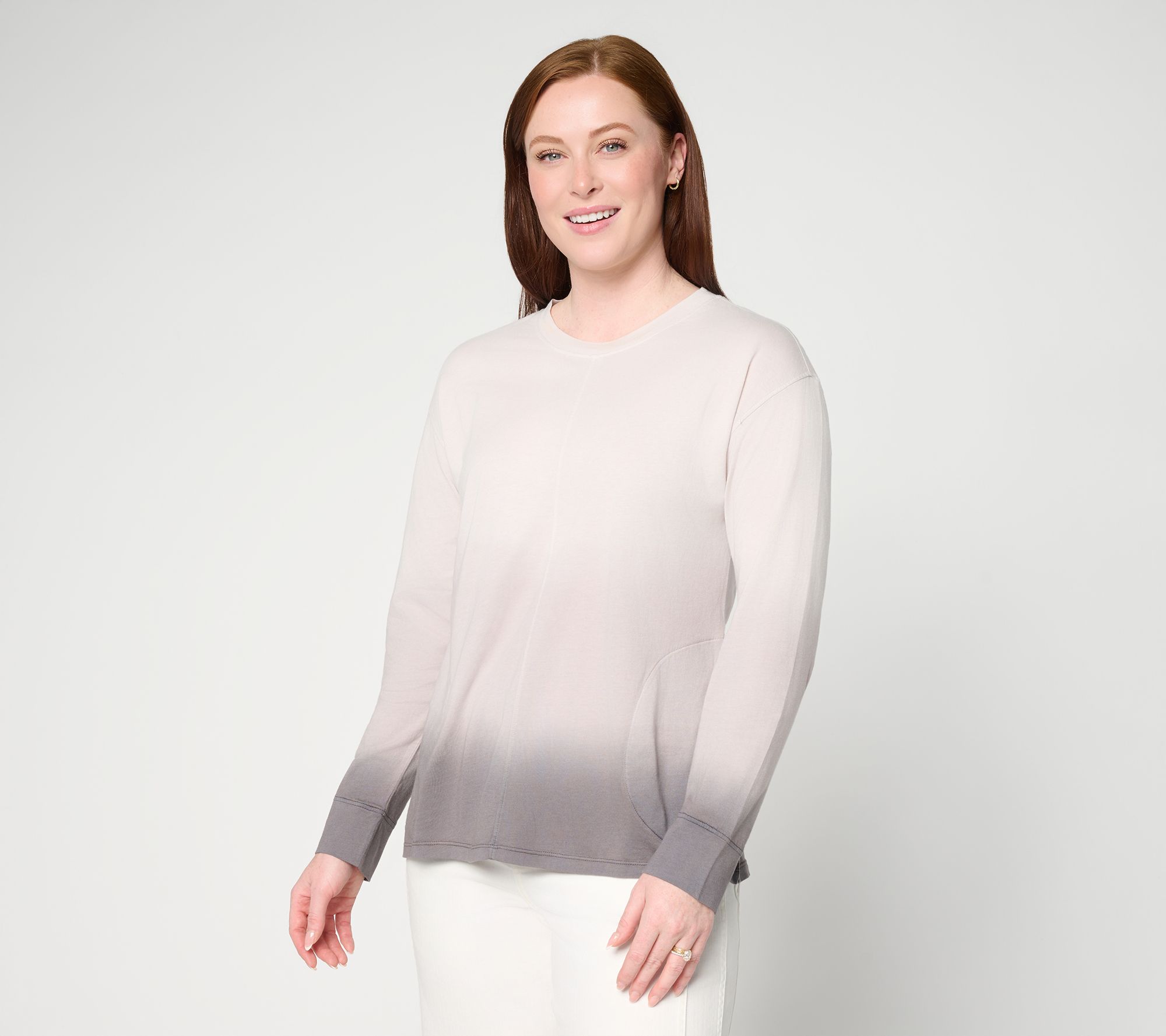LOGO by Lori Goldstein Dip Dye Long Sleeve Top