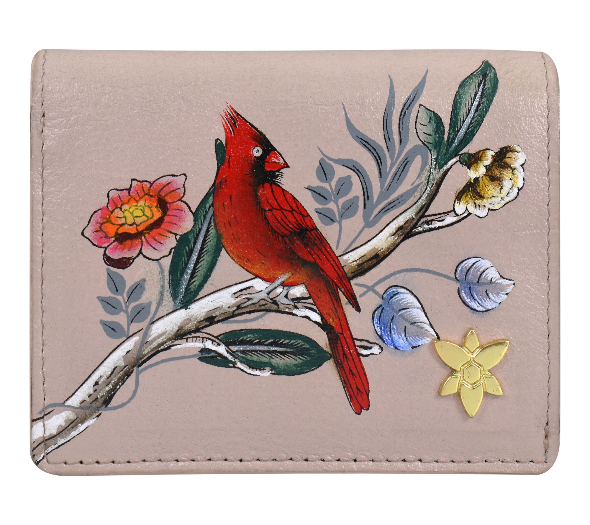 Anushcka Painted Leather Card Organizer Wallet