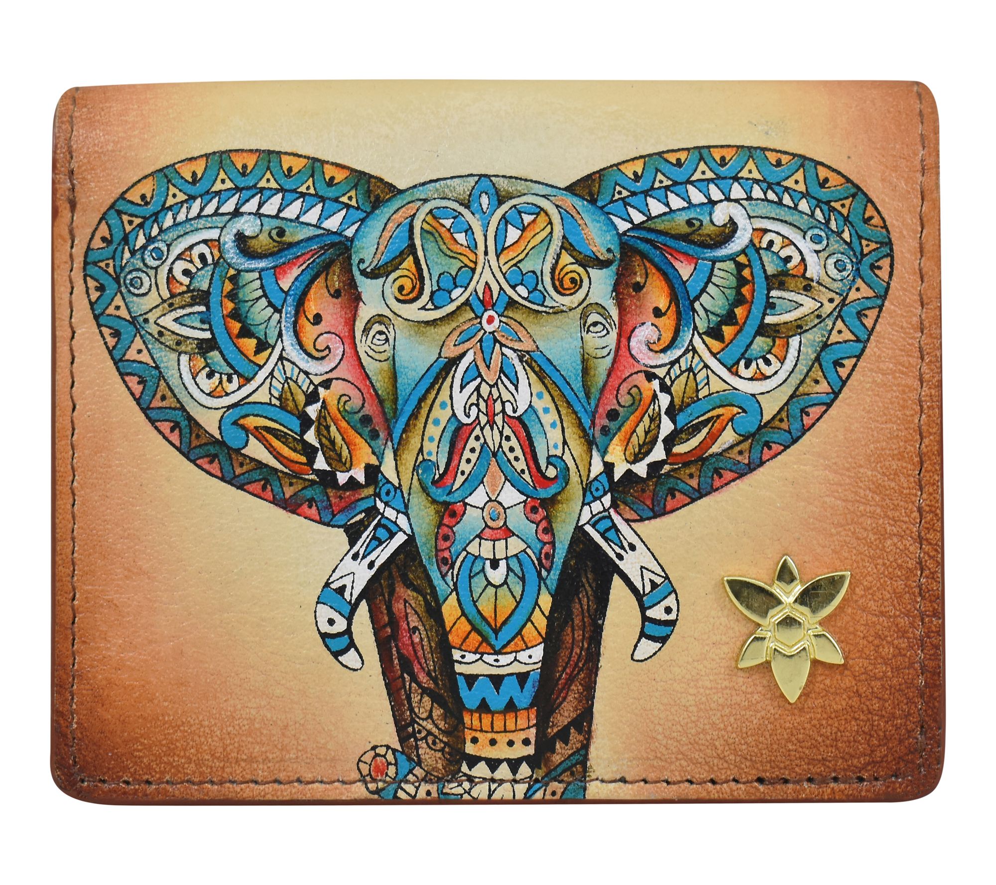 Anushcka Painted Leather Card Organizer Wallet
